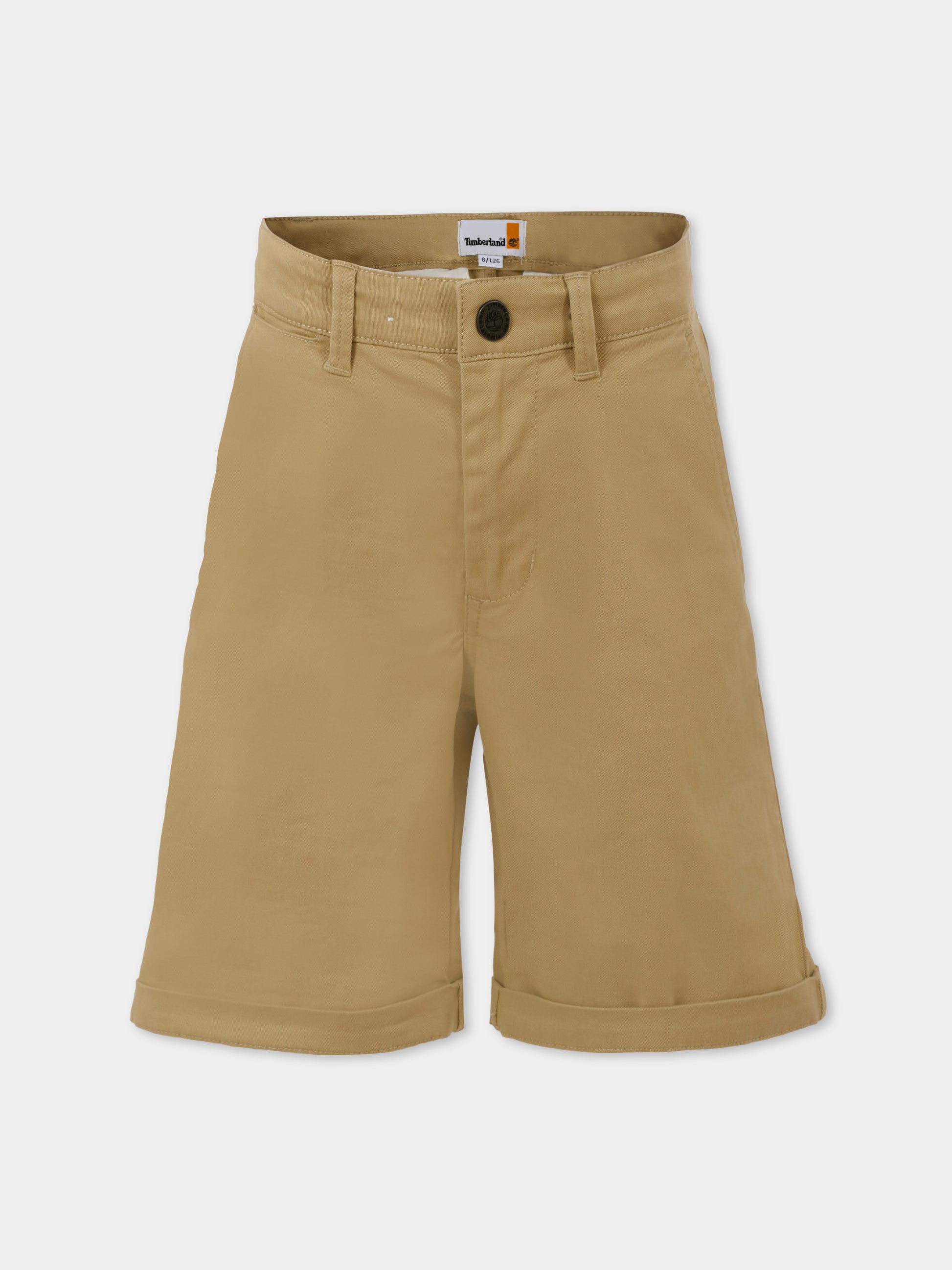 Shorts beige per bambino con logo,Timberland,T60453 276