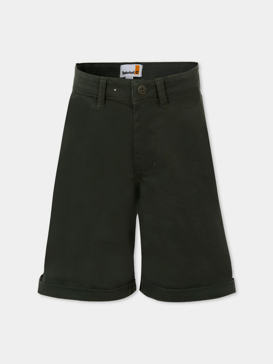 Shorts verdi per bambino con logo,Timberland,T60453 72A