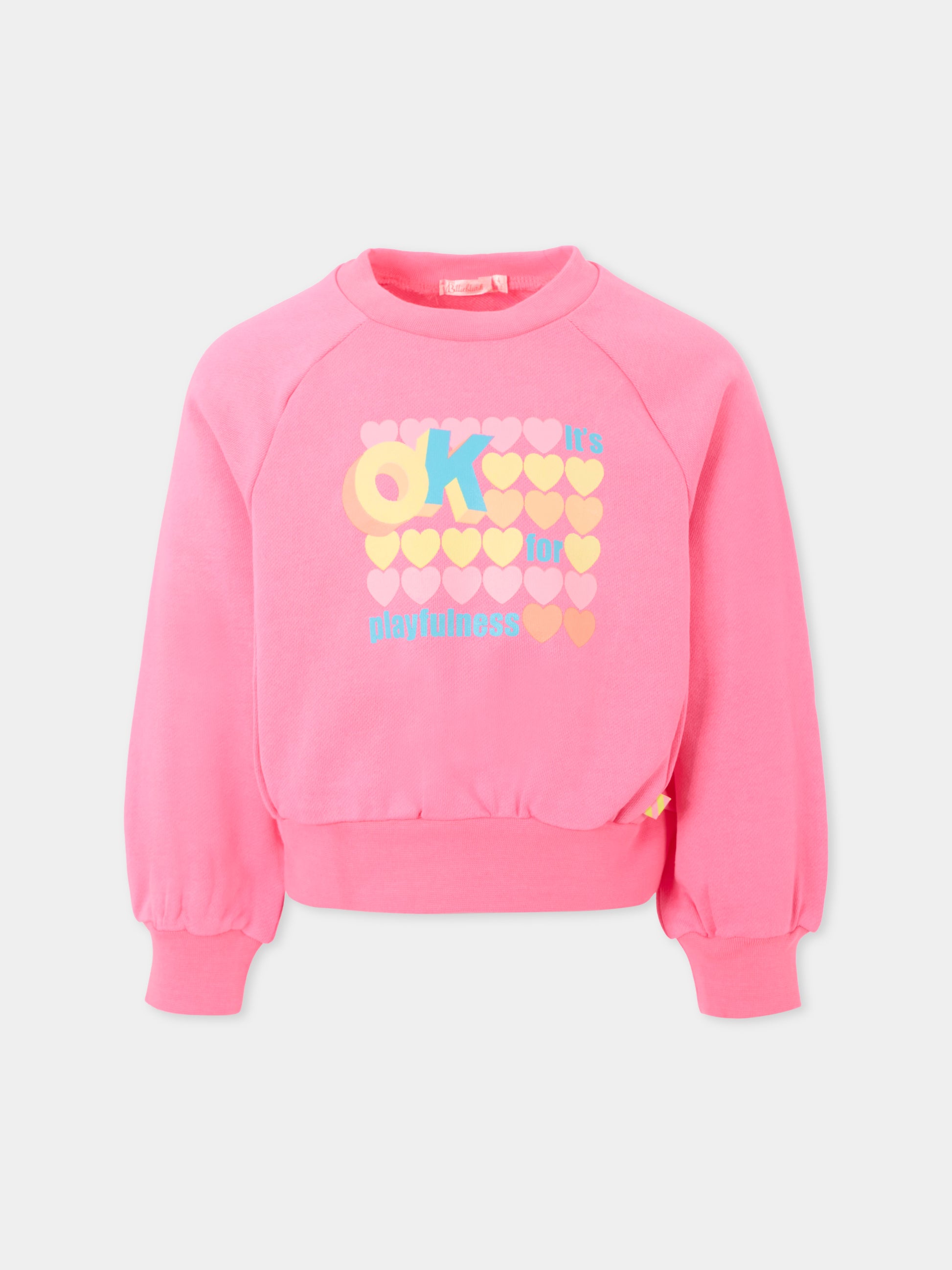 Felpa rosa per bambina con cuori,Billieblush,U21035 47A