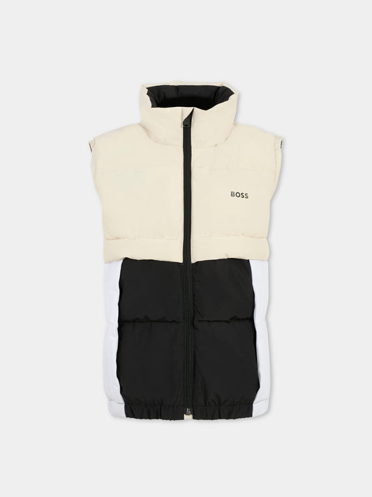 Gilet beige per bambino con logo,Boss,J52059 21C