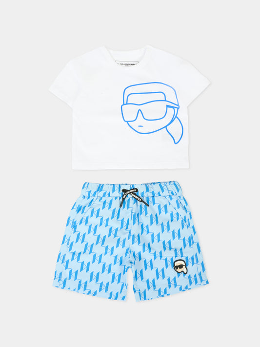 Completo celeste per neonato con Karl Lagerfeld,Karl Lagerfeld Kids,Z30498 N48