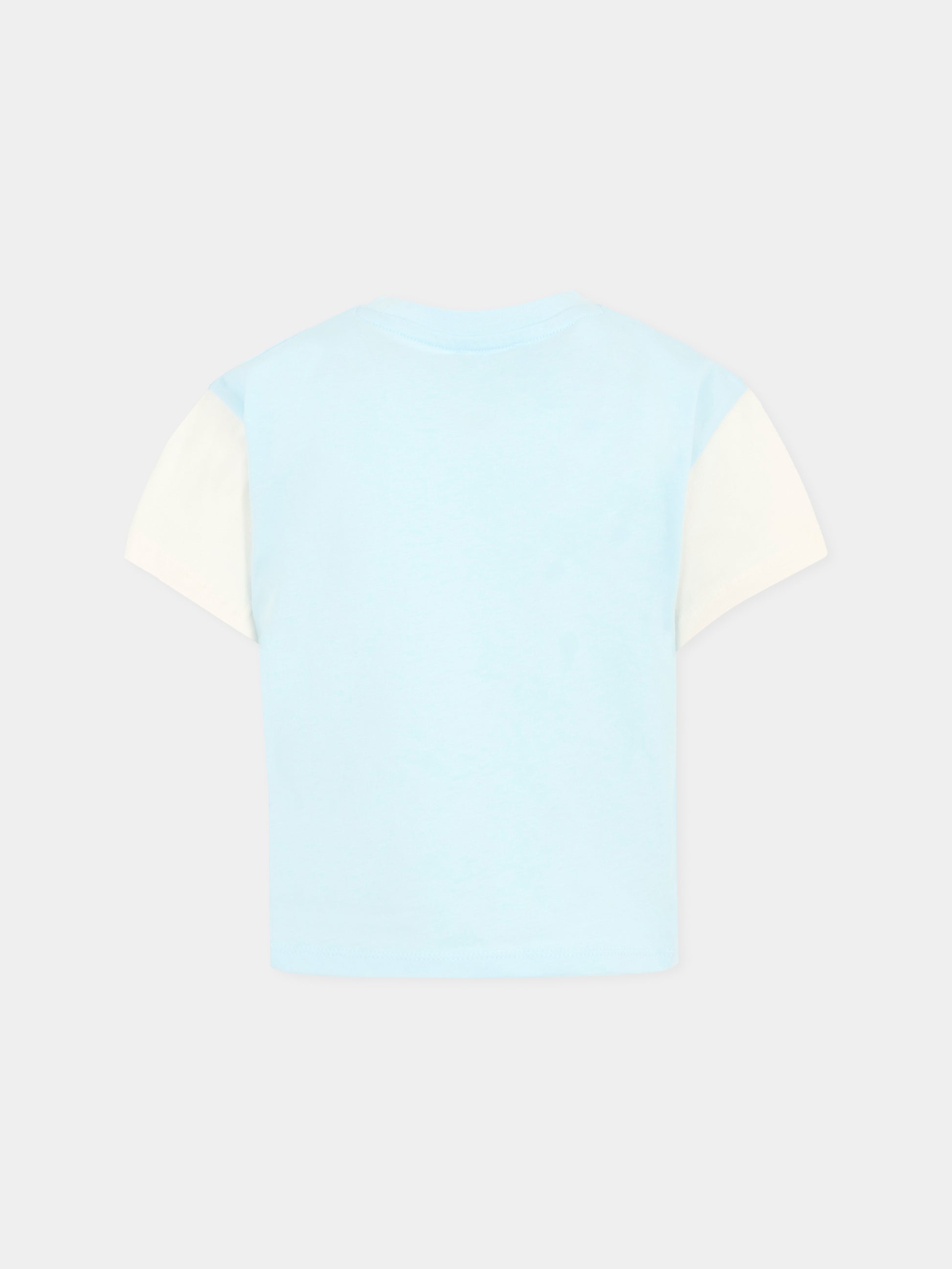 T-shirt celeste per bambino con girasole,Kenzo Kids,K61088 77L