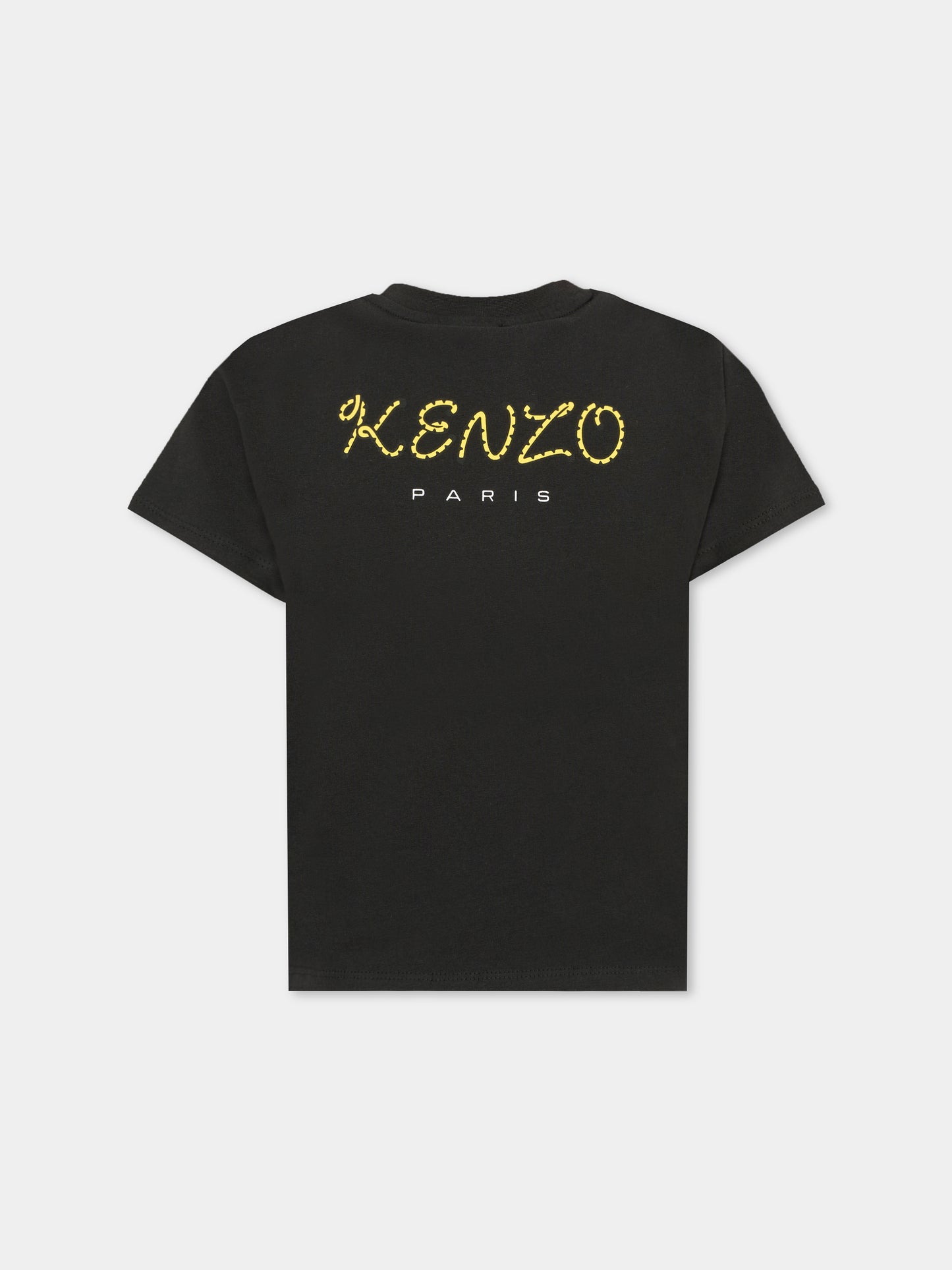 T-shirt nera per bambini con Kotora,Kenzo Kids,K61138 095