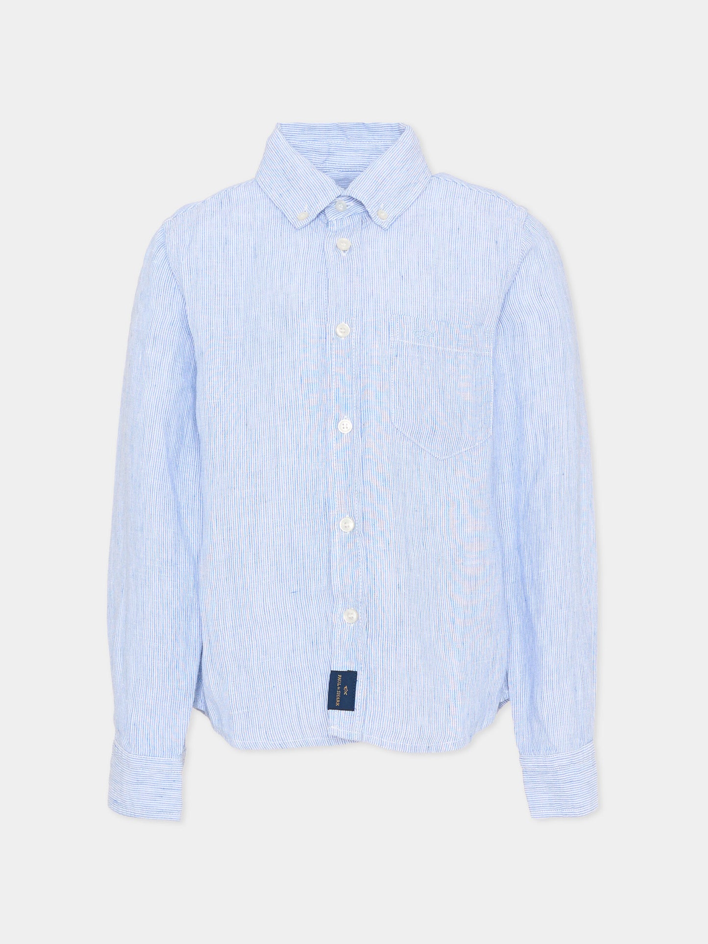 Camicia azzurra in lino per bambino,Paul & Shark Junior,WUC000 LUE02 80213