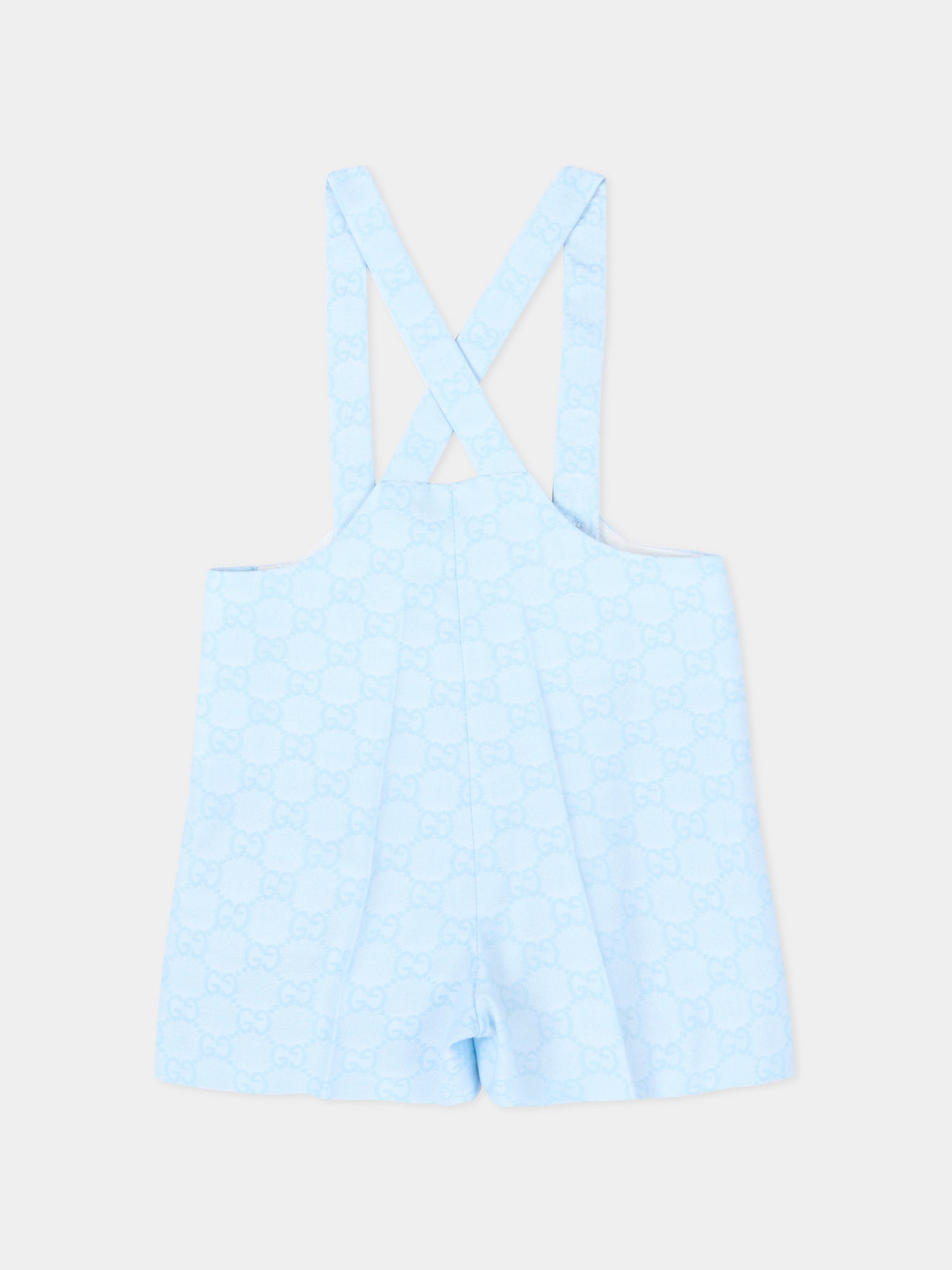 Salopette azzurra per neonato con monogram,Gucci Kids,854119 XWA7H 4773