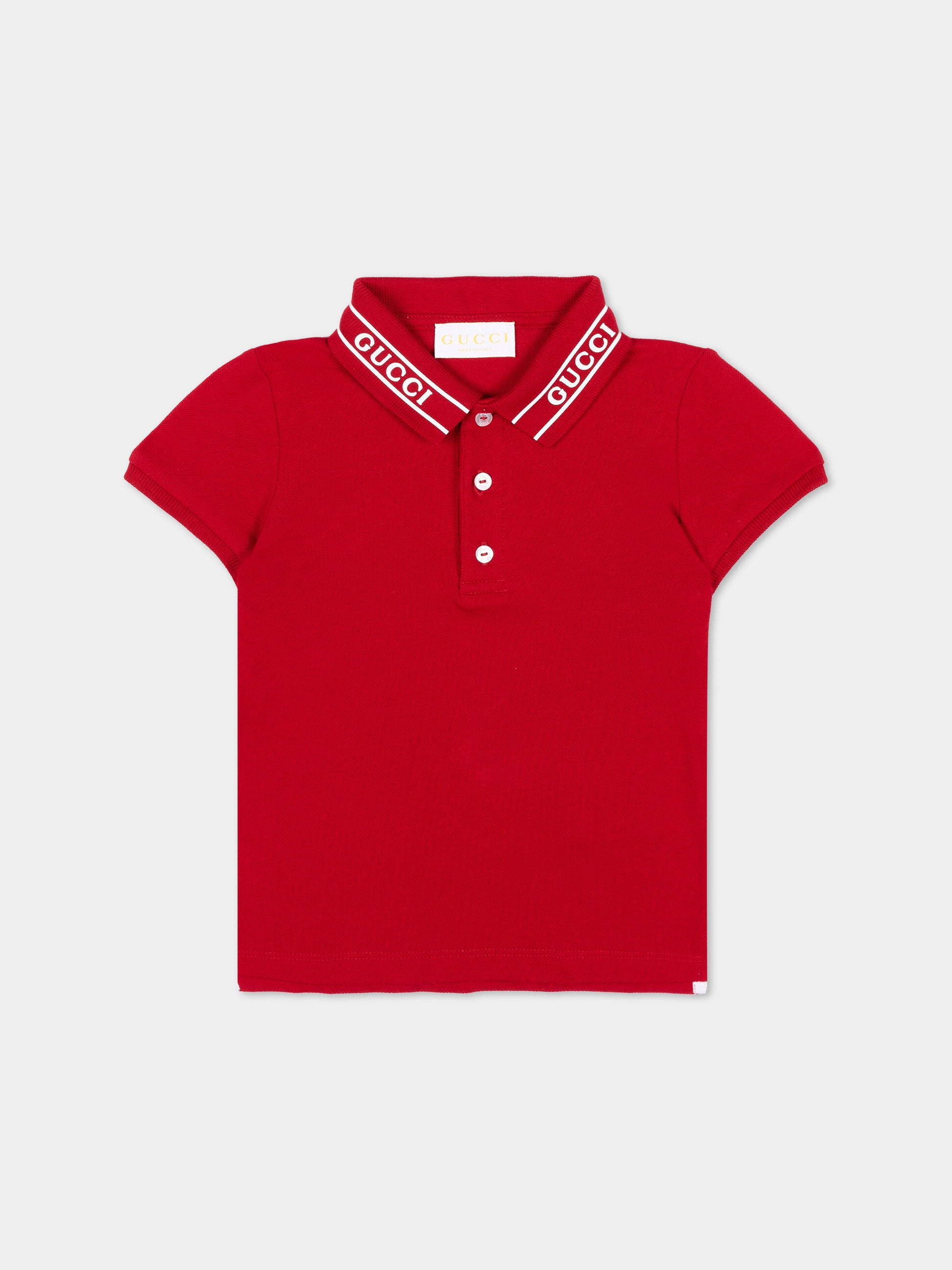 Polo rossa per neonato con logo,Gucci Kids,805415 XJHNL 6540