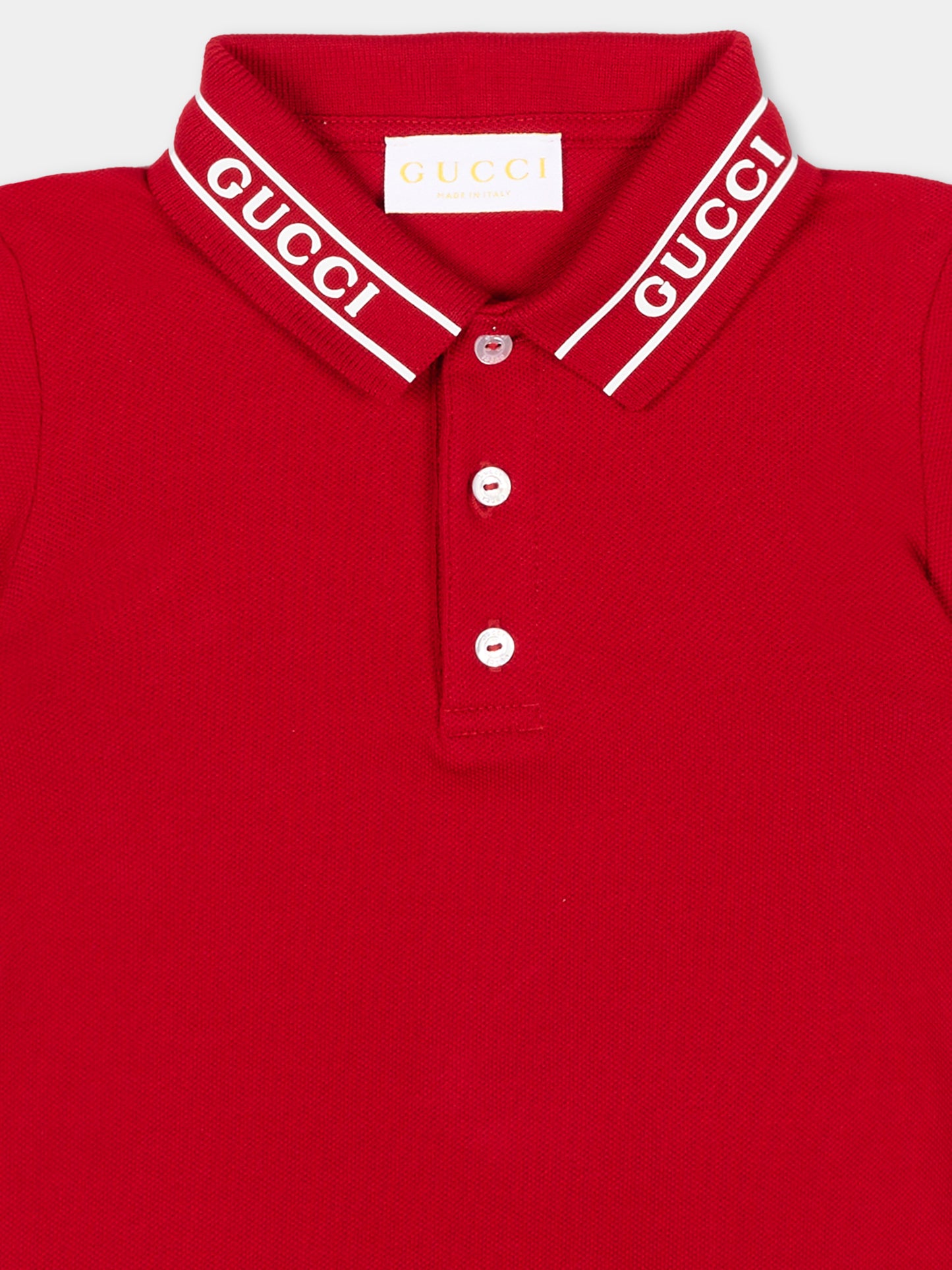 Polo rossa per neonato con logo,Gucci Kids,805415 XJHNL 6540