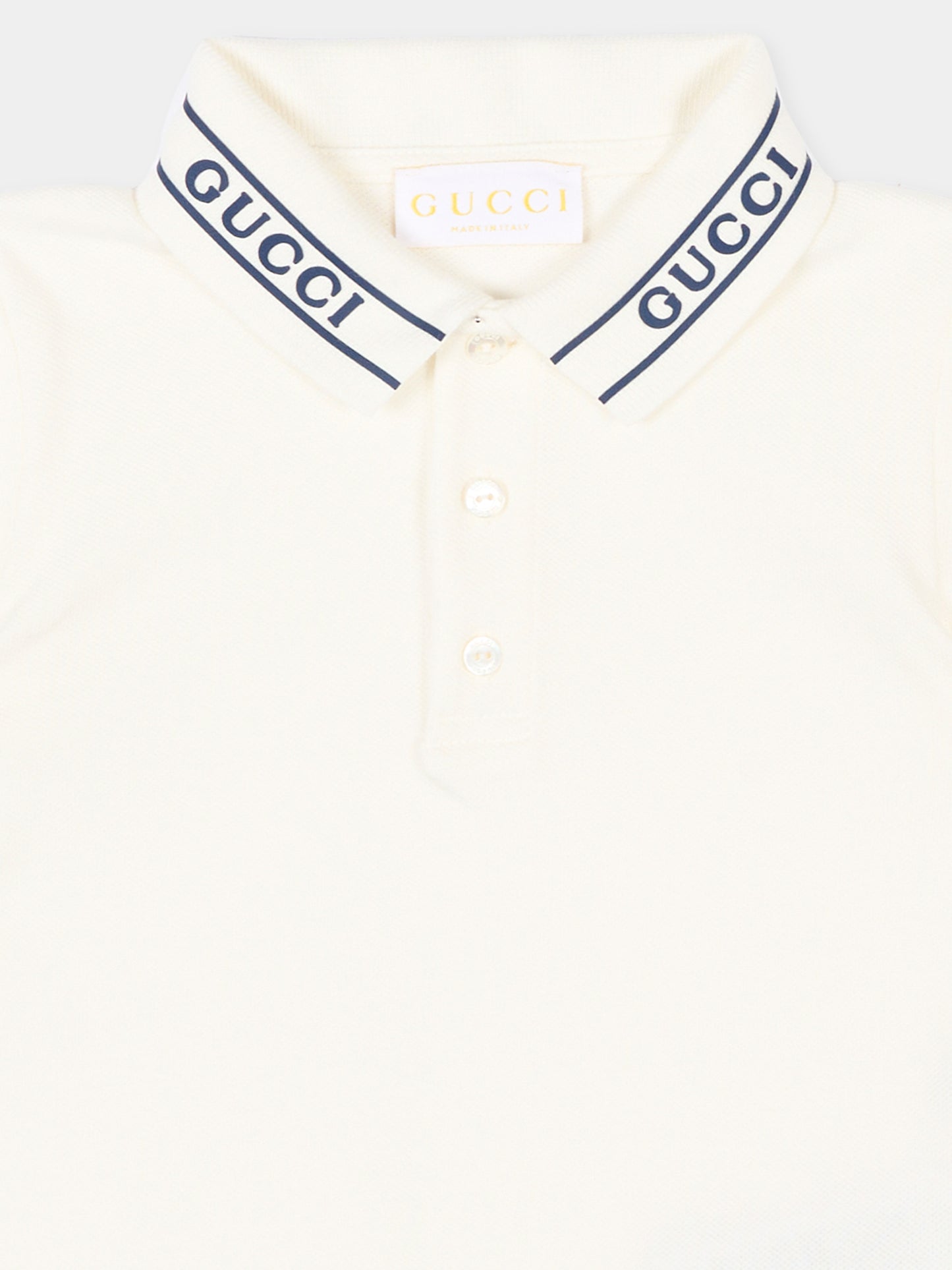 Polo bianca per neonato con logo,Gucci Kids,805415 XJHNL 9024