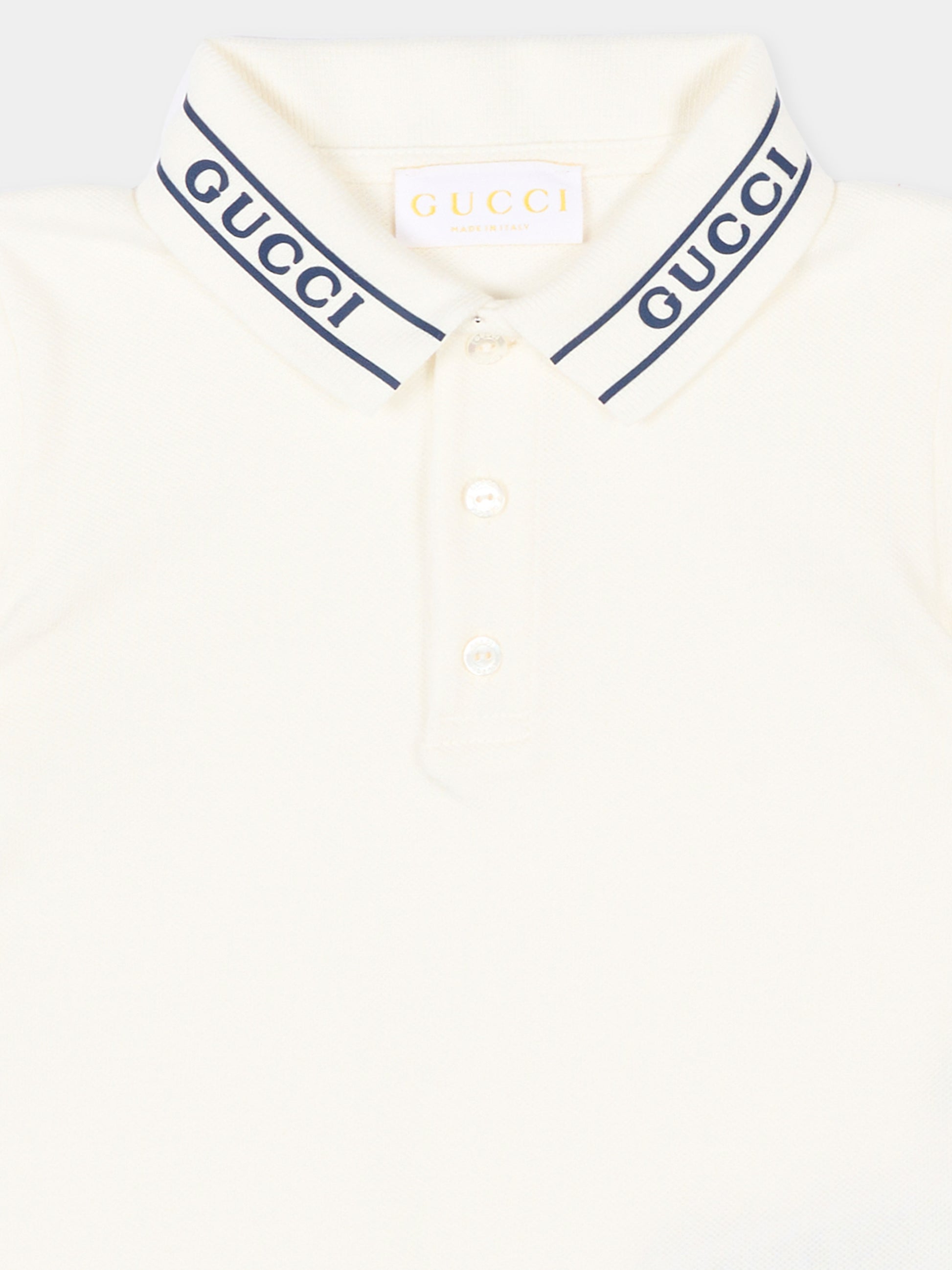 Polo bianca per neonato con logo,Gucci Kids,805415 XJHNL 9024