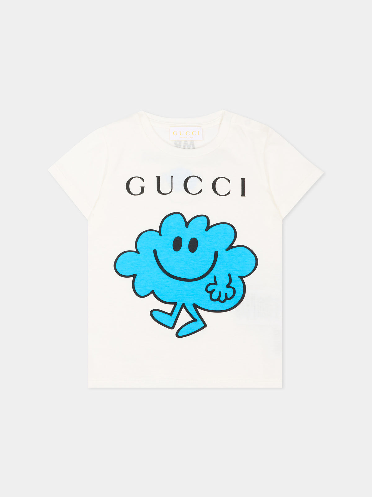 T-Shirt bianca per neonati con stampa,Gucci Kids,834576 XJHPX 9214