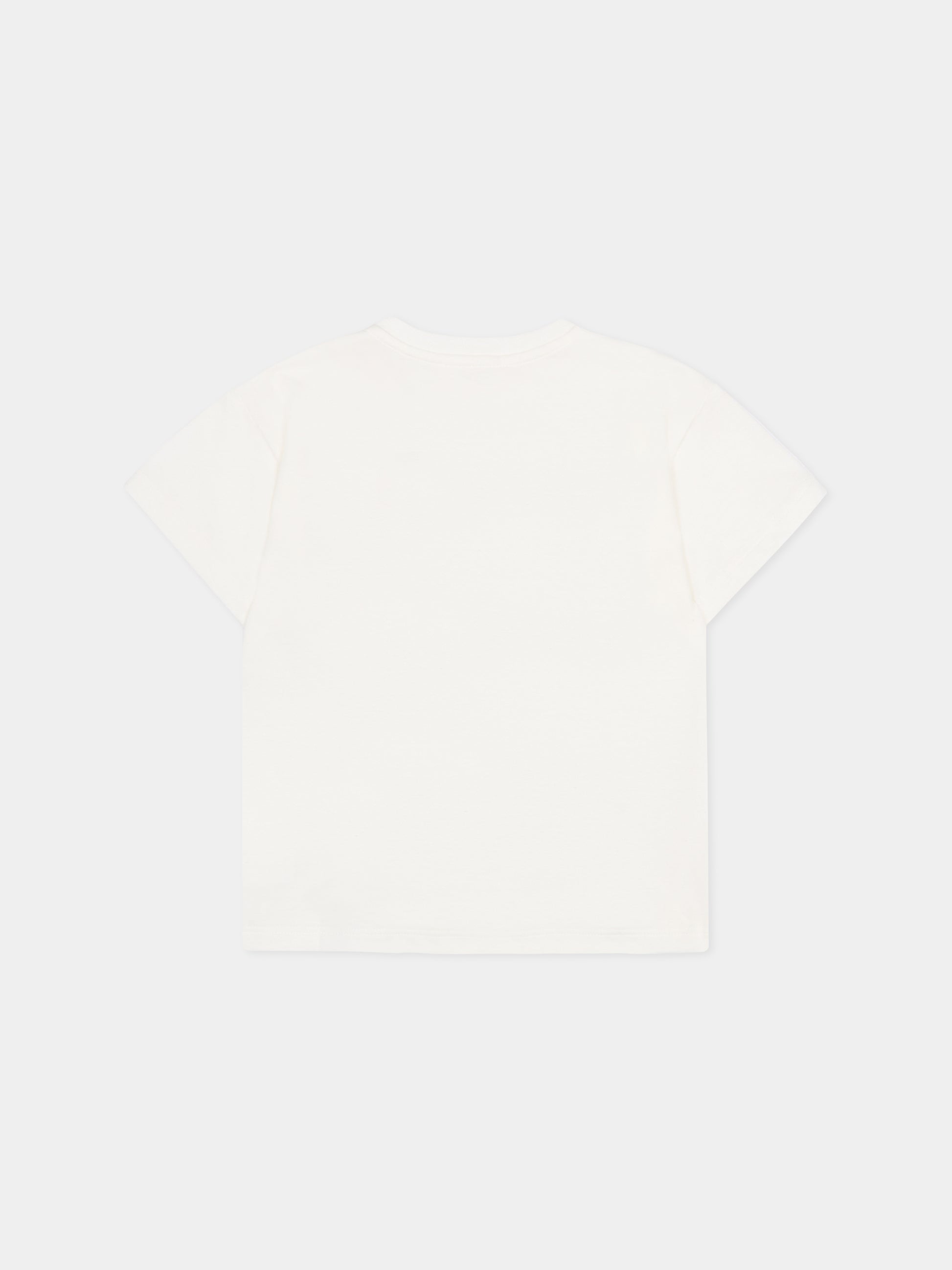 T-shirt bianca per neonati con logo e Mr Strong,Gucci Kids,837171 XJHPW 9214