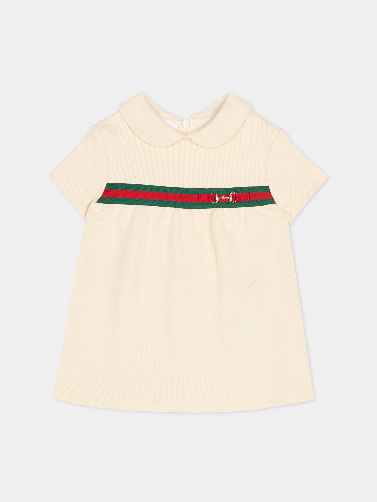 Vestito avorio per neonata con morsetto,Gucci Kids,859754 XJHR9 9908