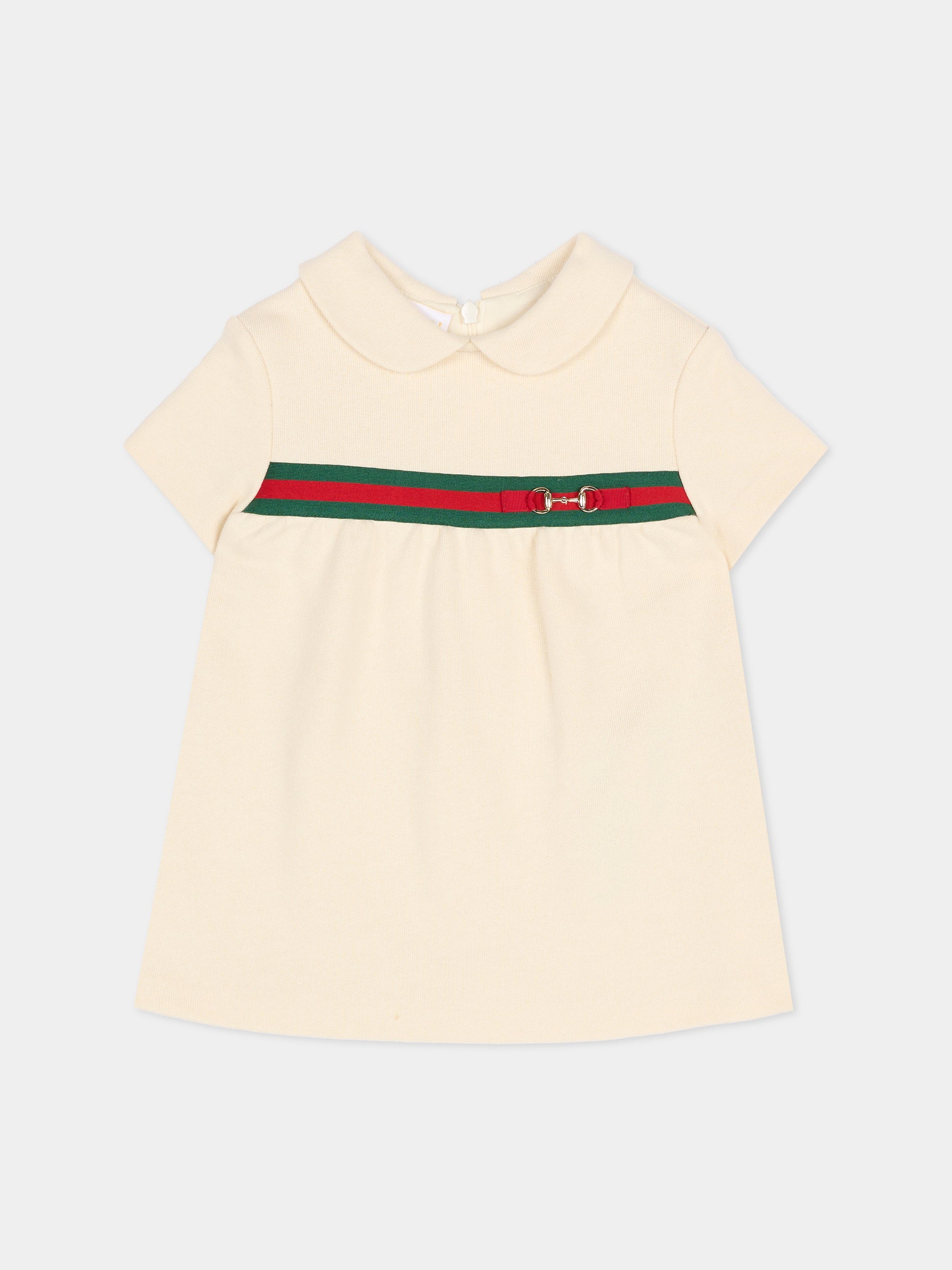 Vestito avorio per neonata con morsetto,Gucci Kids,859754 XJHR9 9908