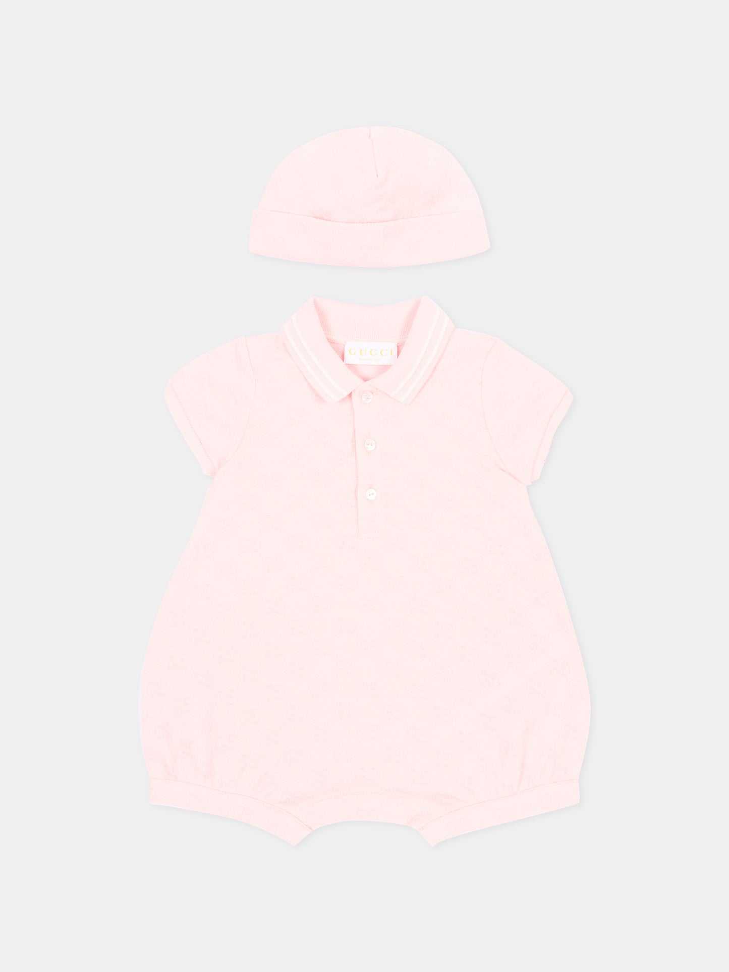 Pagliaccetto rosa per neonata con monogram,Gucci Kids,849683 XJHBA 5399