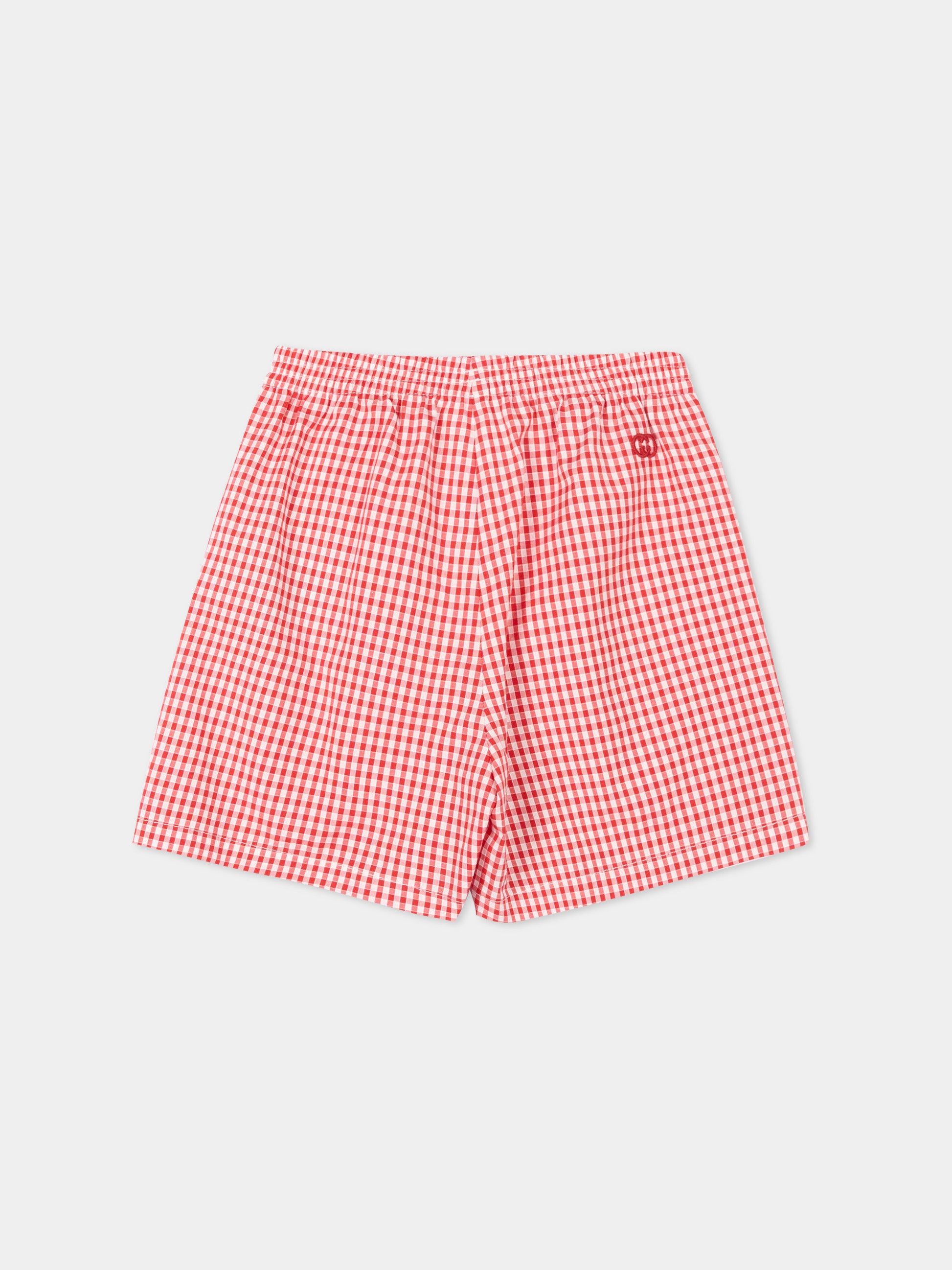 Shorts rossi per neonato vichy con logo,Gucci Kids,848699 XWA7X 6312