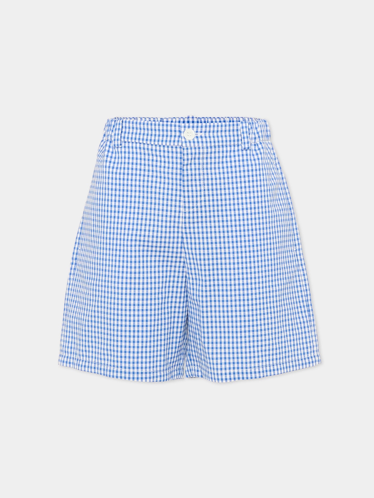 Shorts celeste vichy per bambino con logo,Gucci Kids,848668 XWA74 4337