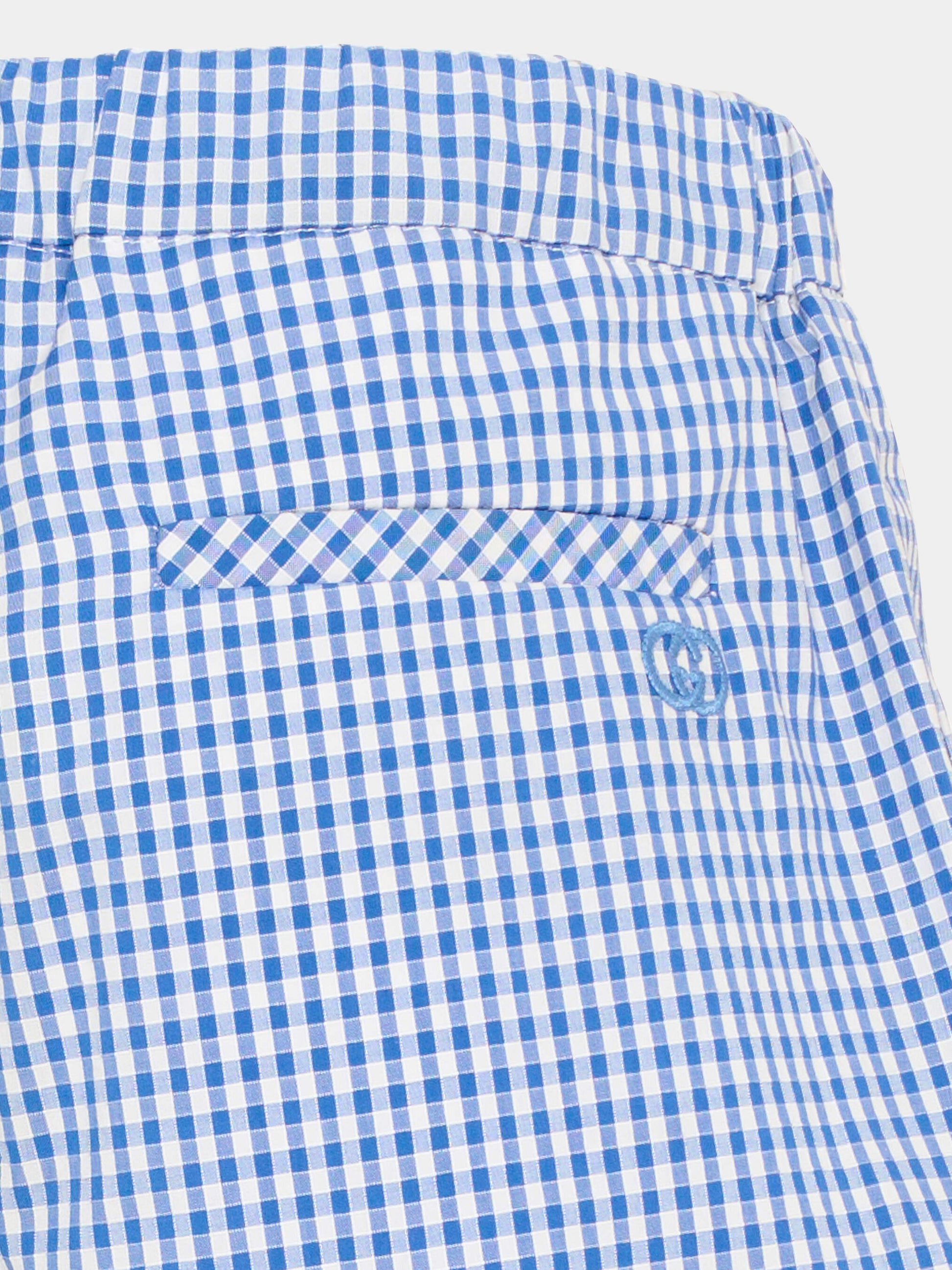 Shorts celeste vichy per bambino con logo,Gucci Kids,848668 XWA74 4337