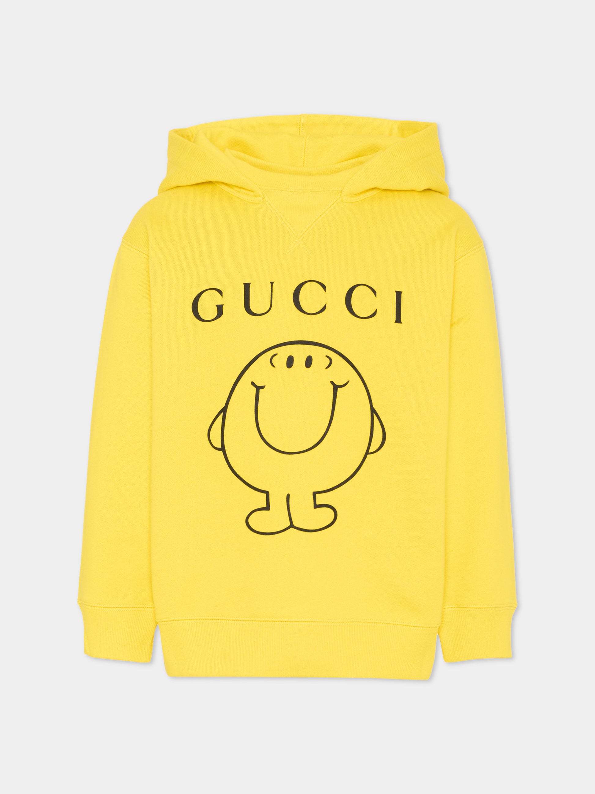 Felpa gialla per bambini con Mr. Happy,Gucci Kids,855554 XJHPF 7005