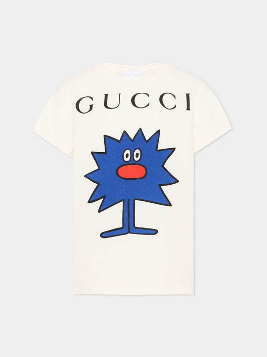 T-shirt bianca per bambini con stampa,Gucci Kids,547559 XJHPT 9214