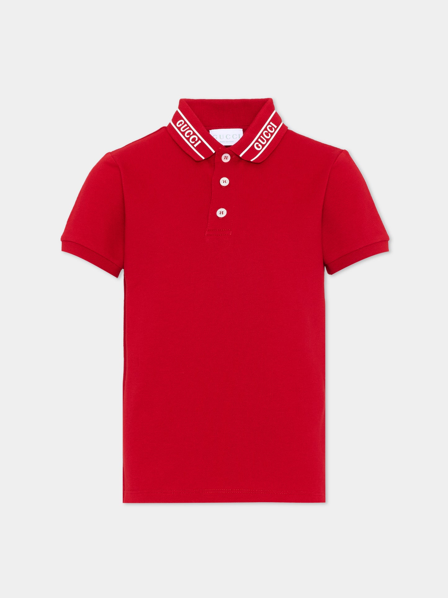 Polo rossa per bambino con logo,Gucci Kids,805405 XJHNL 6540