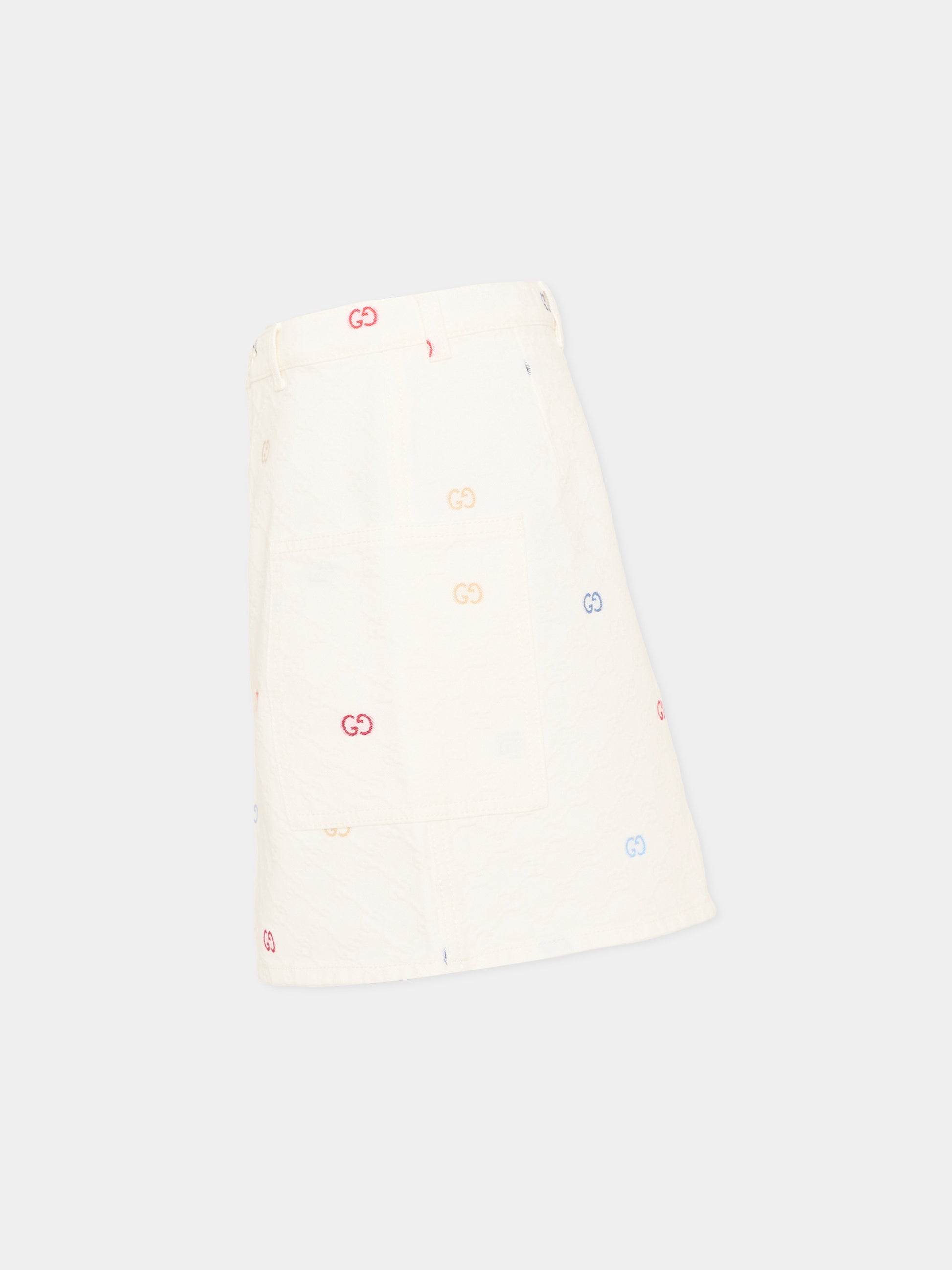 Gonna avorio per bambina con monogramma GG,Gucci Kids,856226 XDDFC 9066