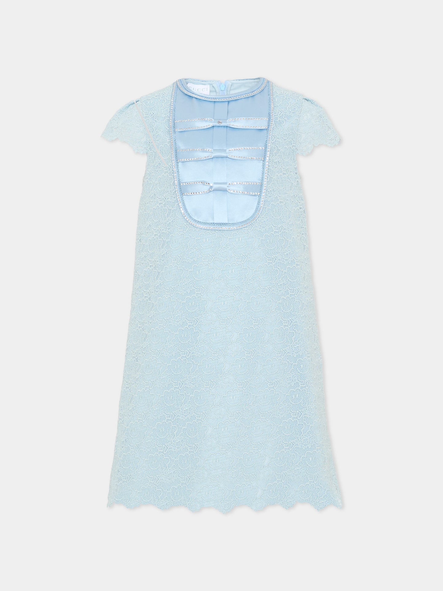 Abito celeste per bambina in pizzo