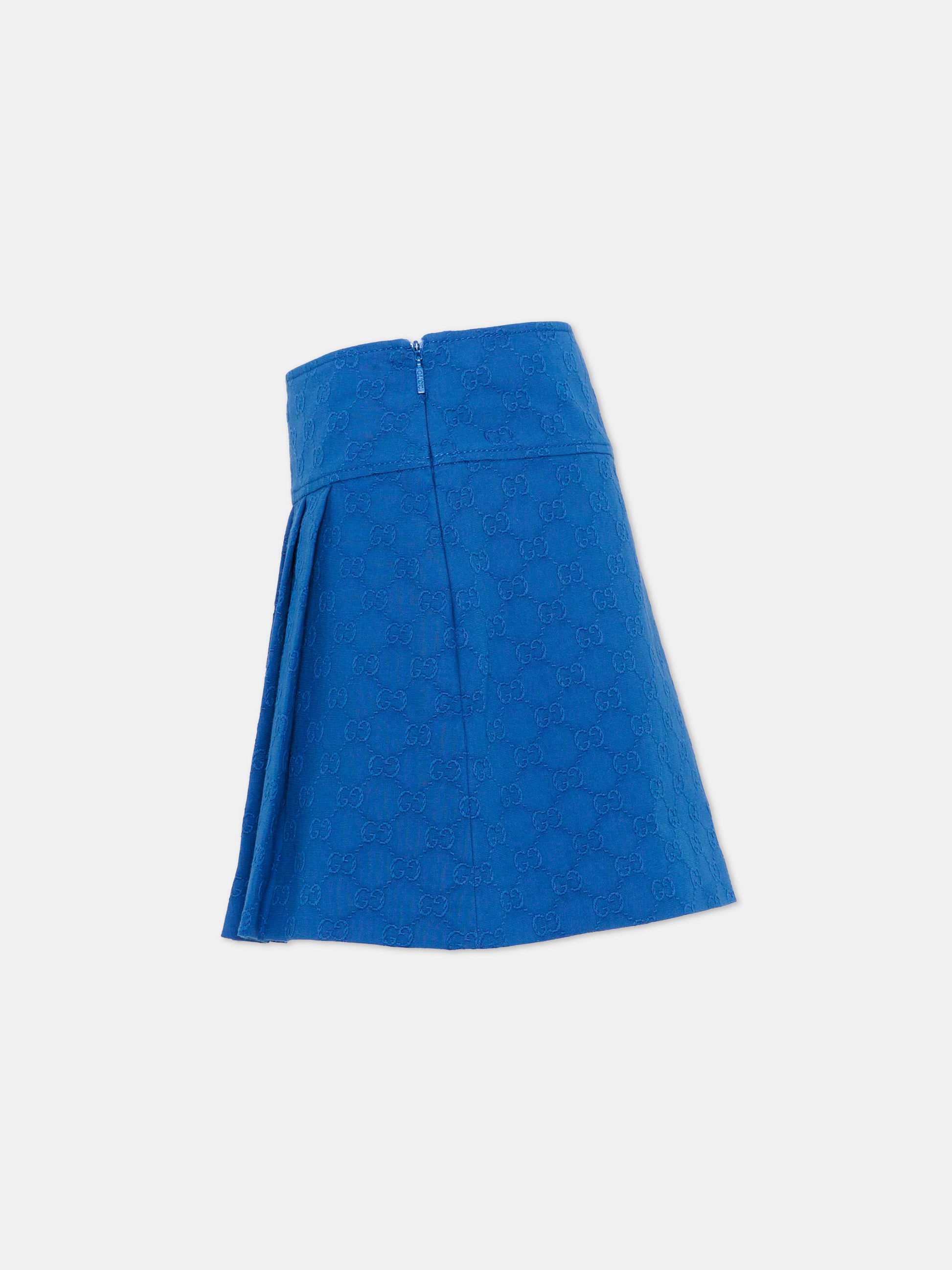 Gonna blu per bambina con monogram GG,Gucci Kids,856520 ZASYD 4282