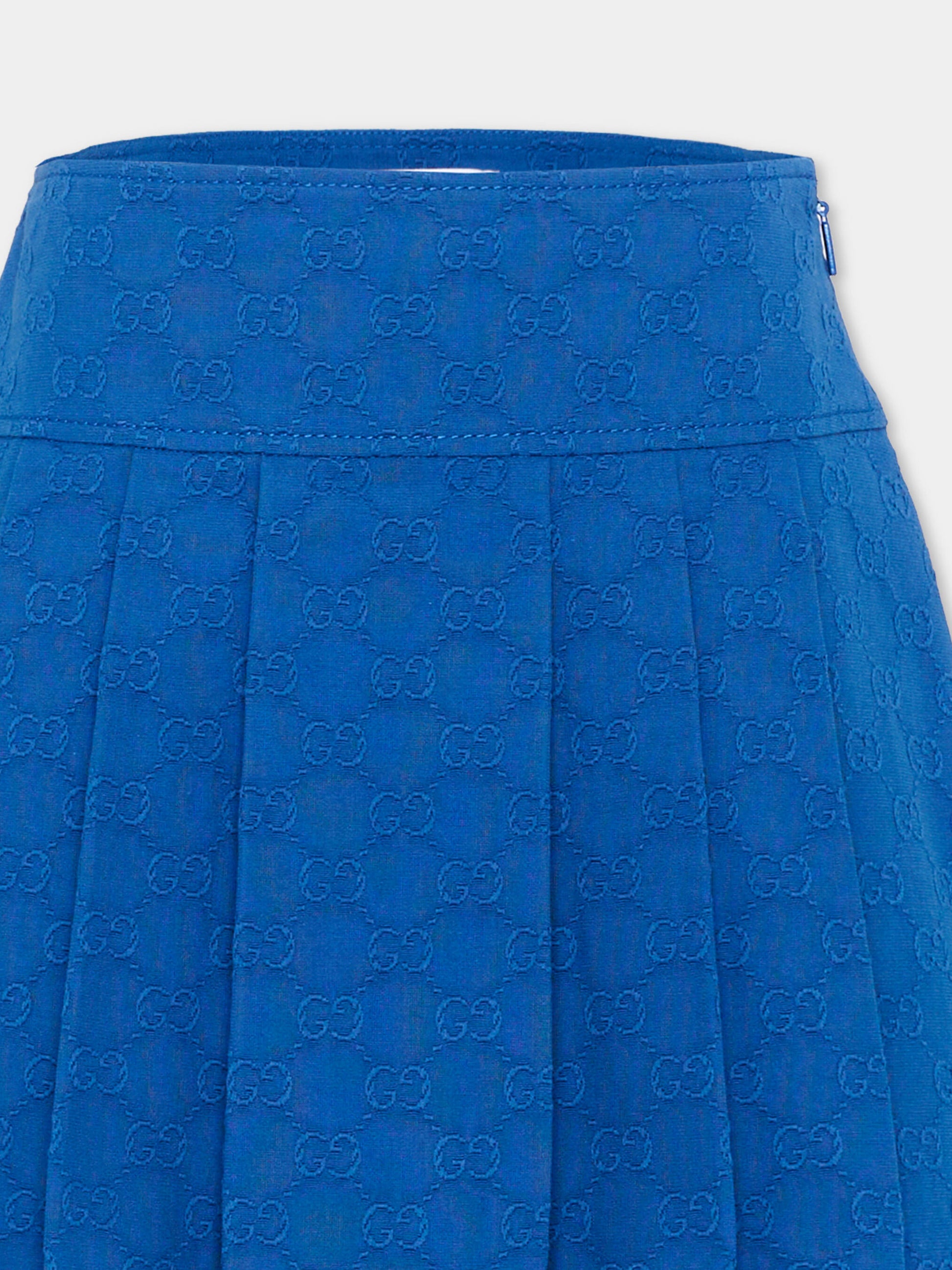 Gonna blu per bambina con monogram GG,Gucci Kids,856520 ZASYD 4282