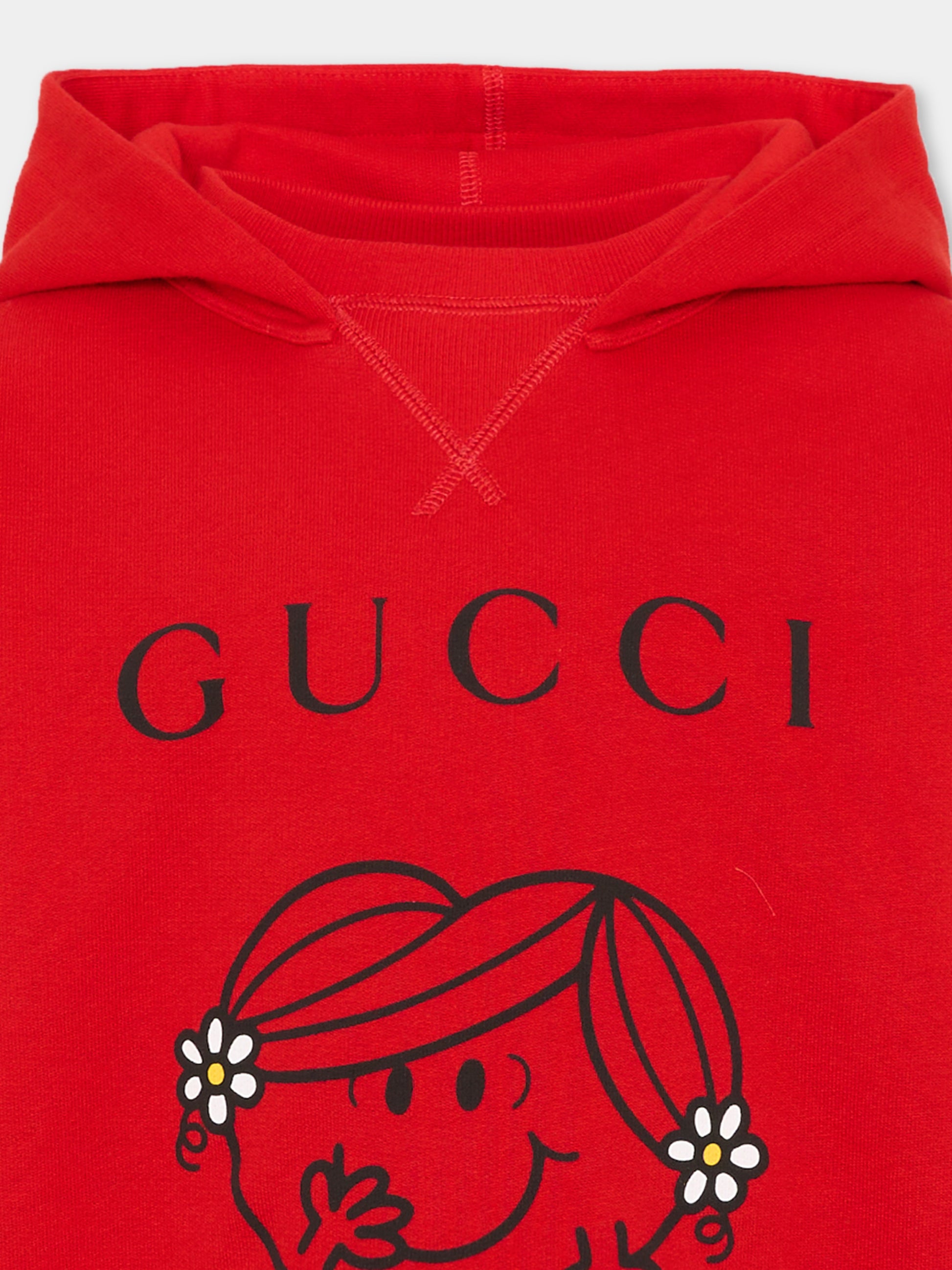 Felpa rossa con cappuccio per bambina,Gucci Kids,857454 XJHRA 6178
