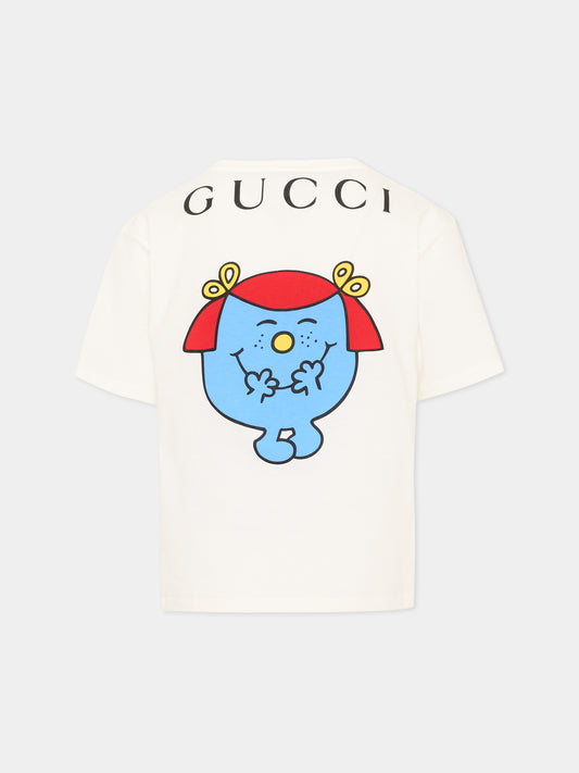 T-shirt bianca per bambina con stampa,Gucci Kids,835229 XJHRF 9214