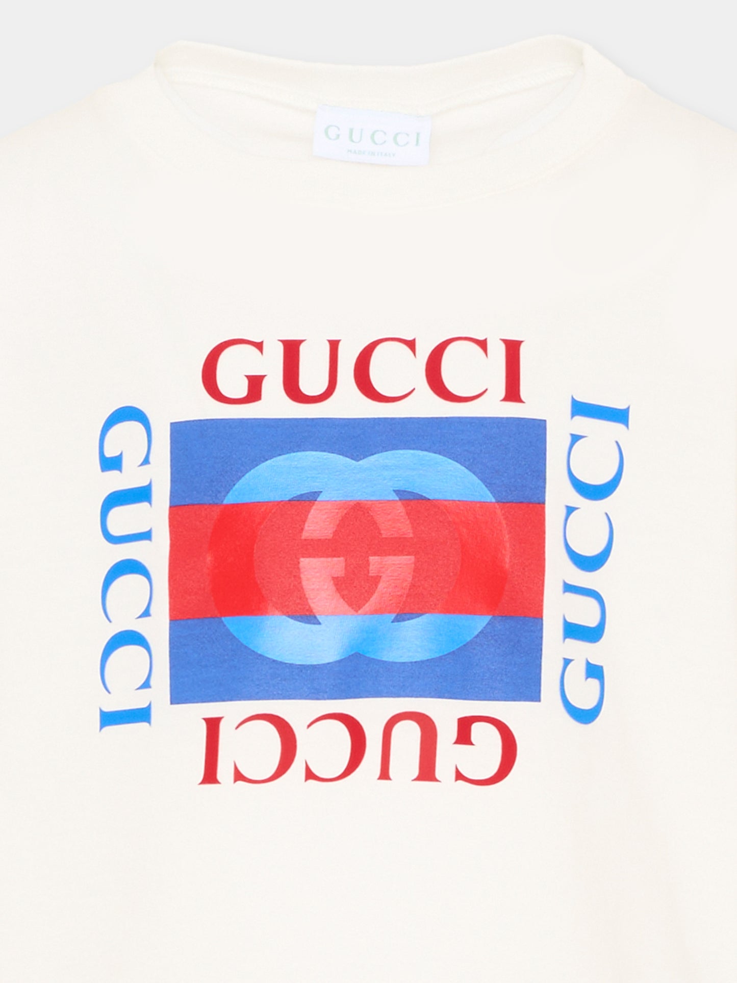 T-shirt bianca per bambini con logo,Gucci Kids,575114 XJHO8 9214