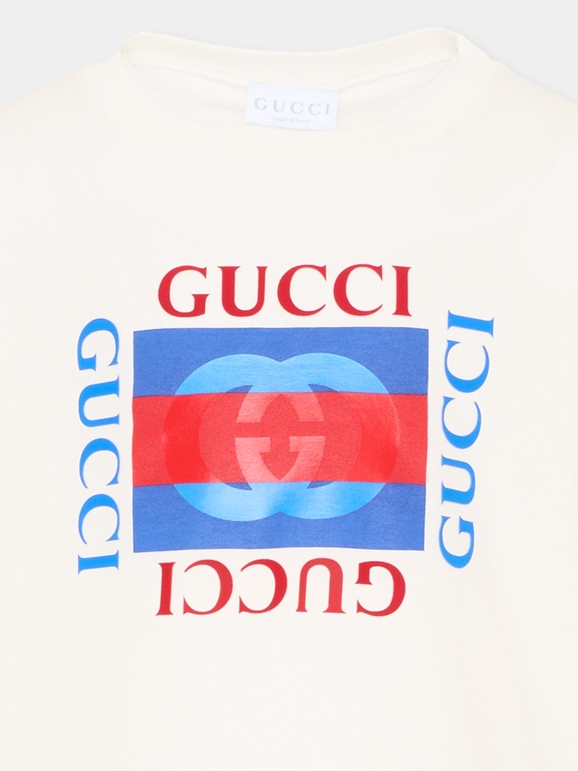 T-shirt bianca per bambini con logo,Gucci Kids,575114 XJHO8 9214