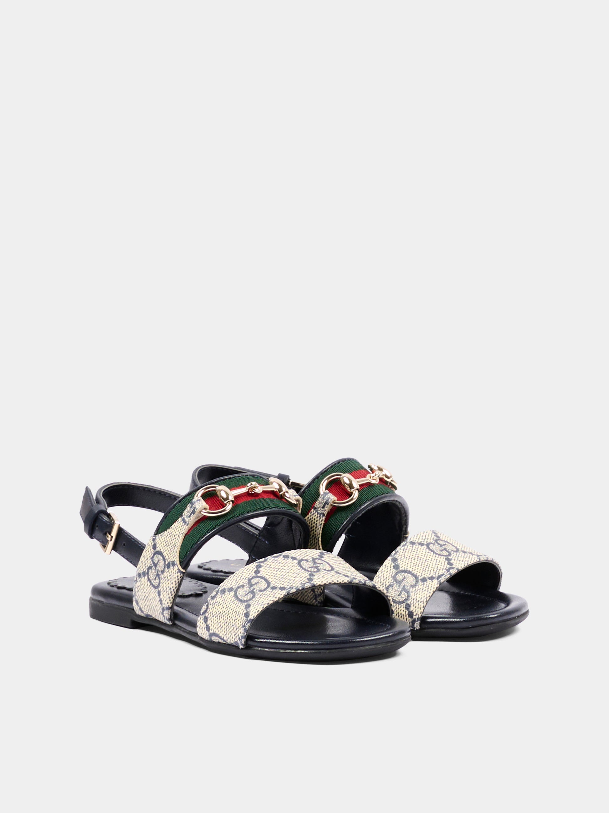 Sandali beige per bambina con Web,Gucci Kids,862409 FAFM7 4061