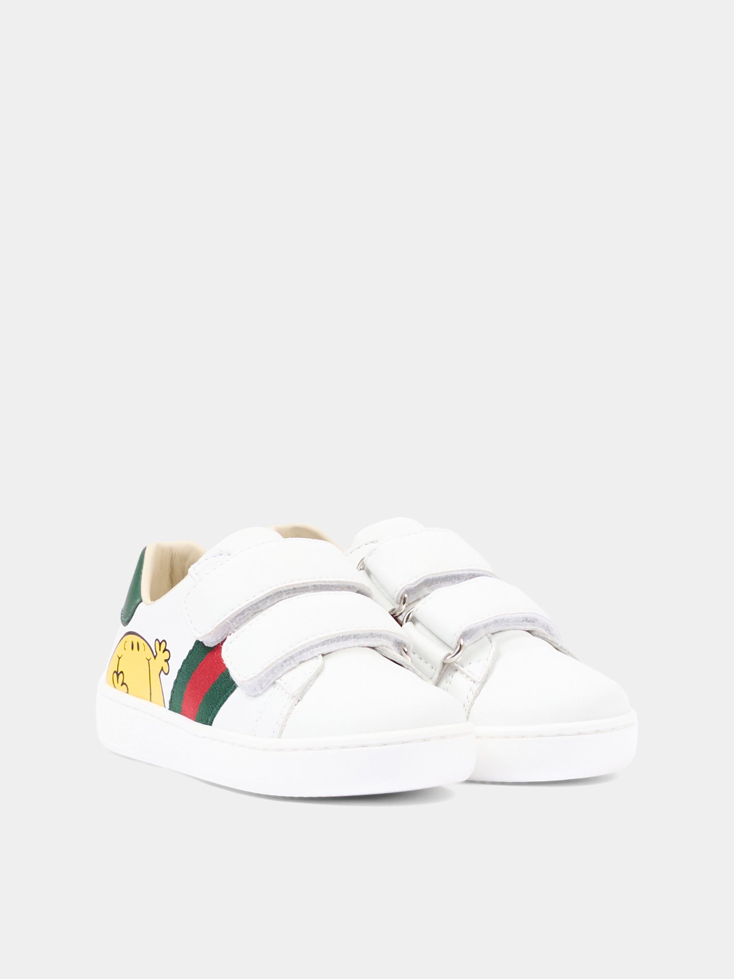 Sneakers bianche per bambini con Mr. Happy,Gucci Kids,858455 CPWB0 9085