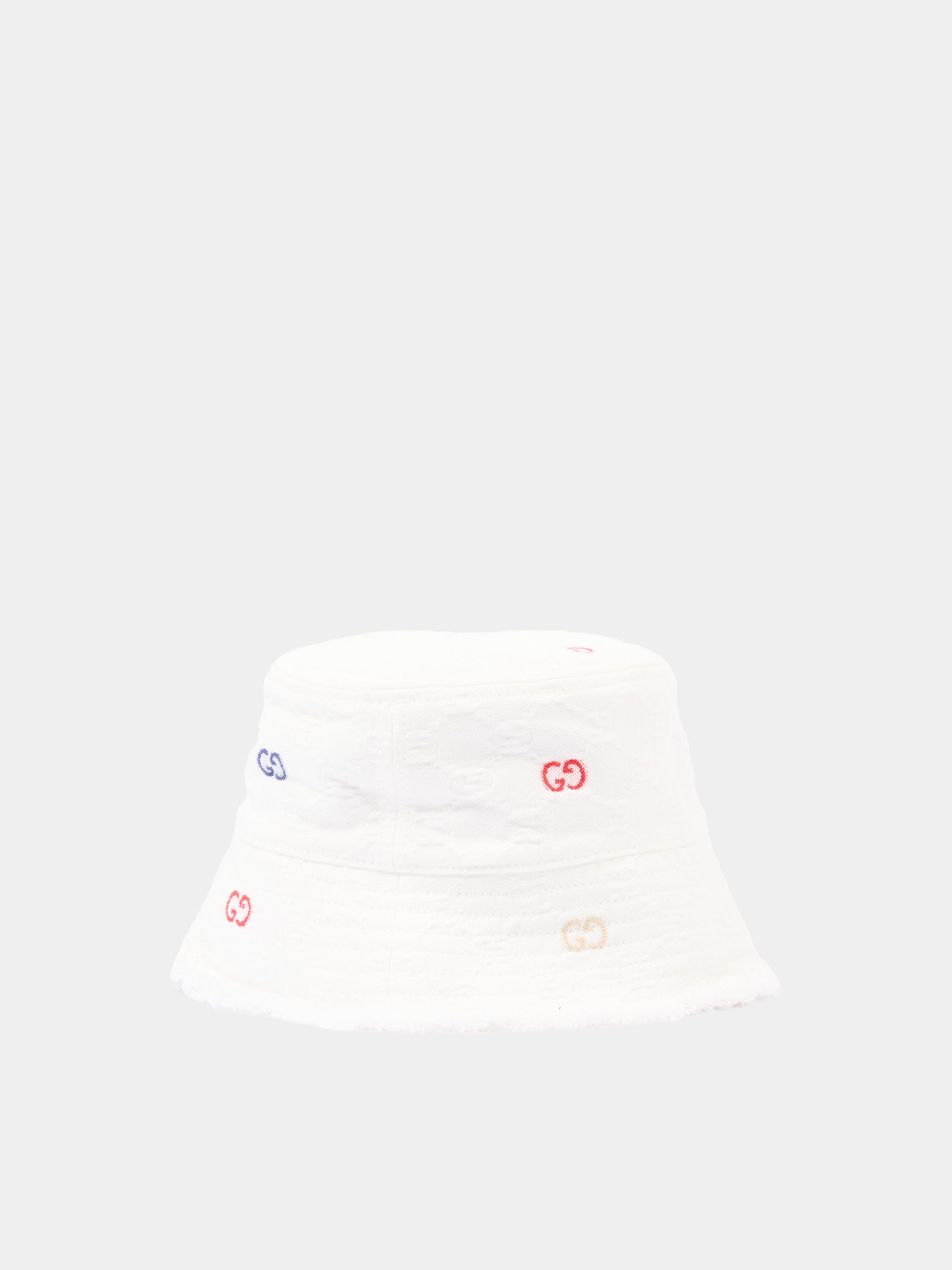 Cloche bianca per neonati jacquard GG,Gucci Kids,860558 3HBH7 9000