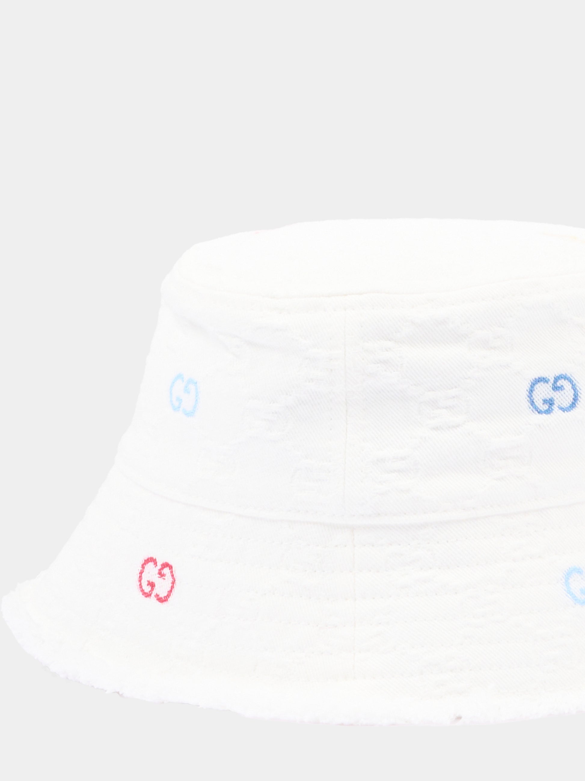 Cloche bianca per neonati jacquard GG,Gucci Kids,860558 3HBH7 9000