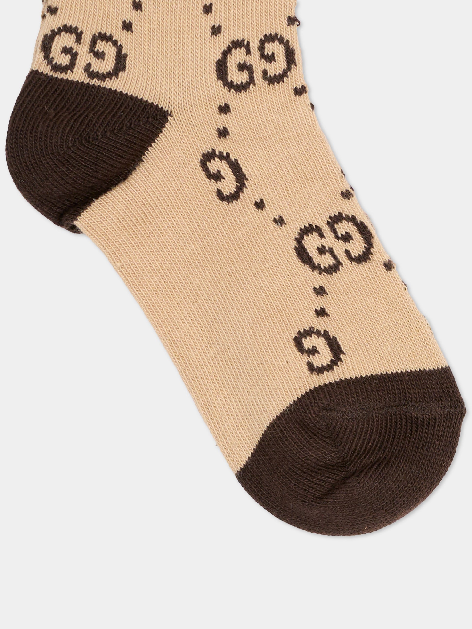 Calzini beige per neonati con GG,Gucci Kids,557012 3K227 9764