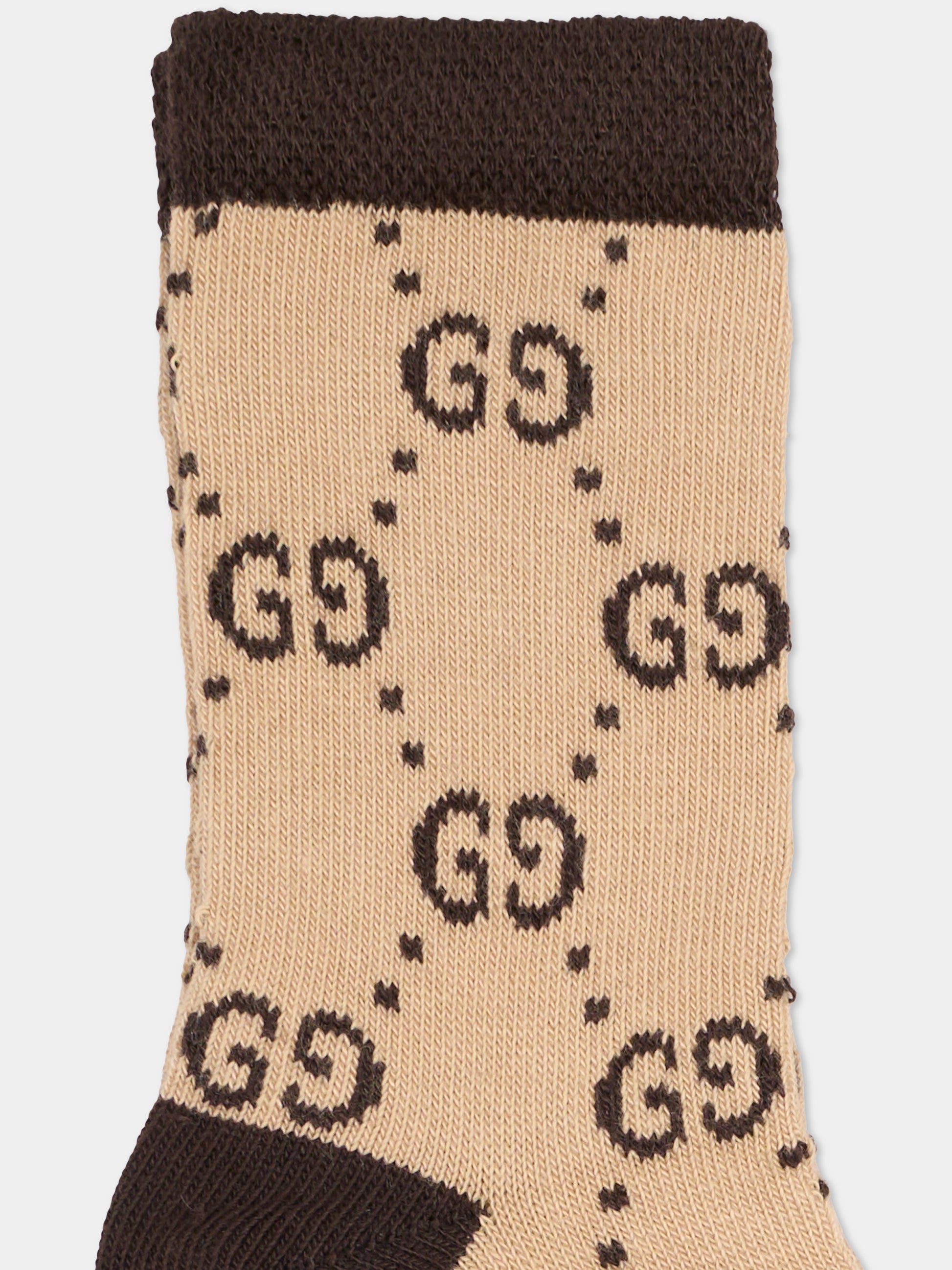 Calzini beige per neonati con GG,Gucci Kids,557012 3K227 9764