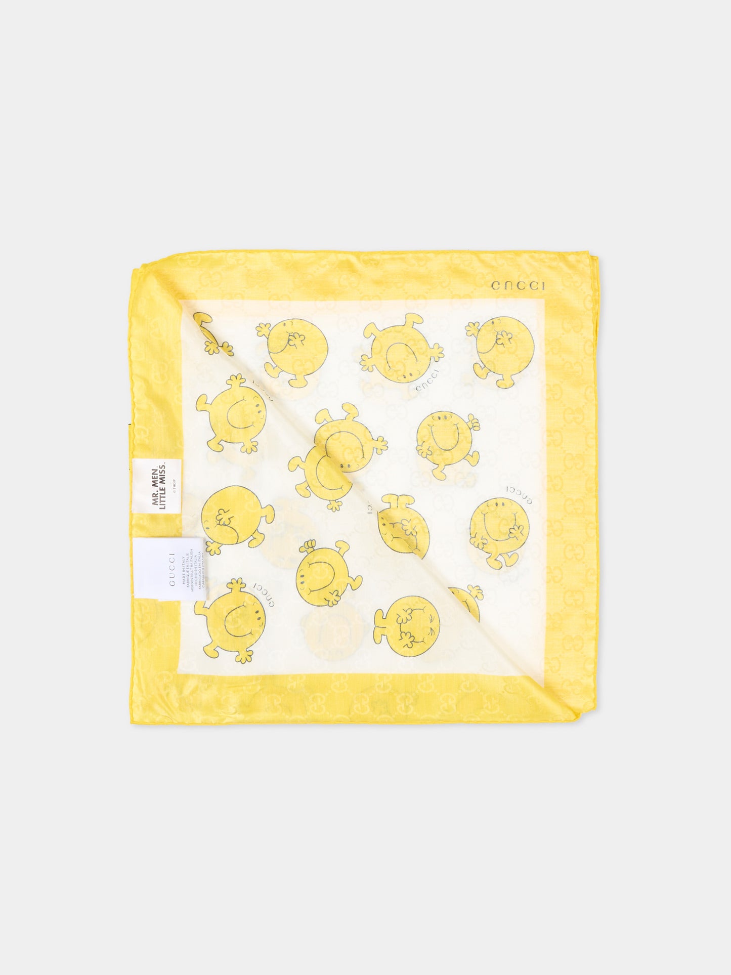Foulard multicolor per bambina con Mr. Happy,Gucci Kids,859114 4K025 7177