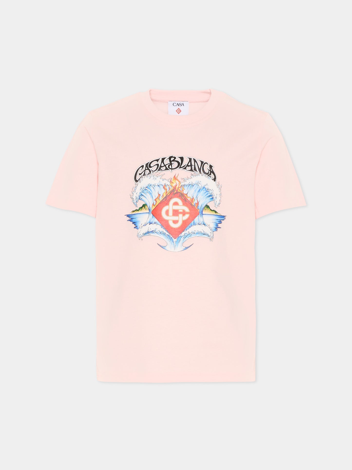 T-shirt rosa per bambina con stampa onde,Casablanca,KSP26 JTS 038 03 EX BC