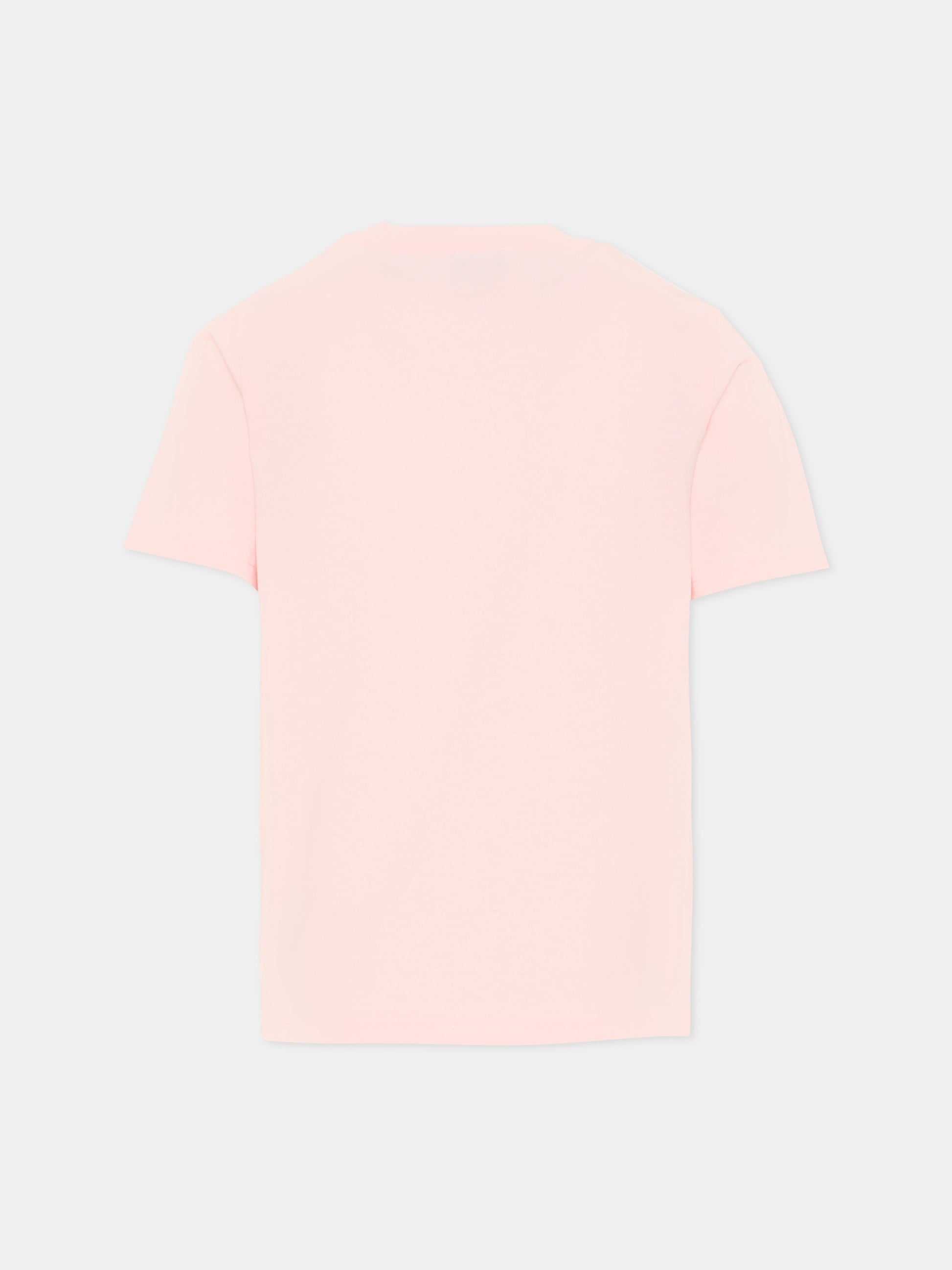 T-shirt rosa per bambina con stampa onde,Casablanca,KSP26 JTS 038 03 EX BC