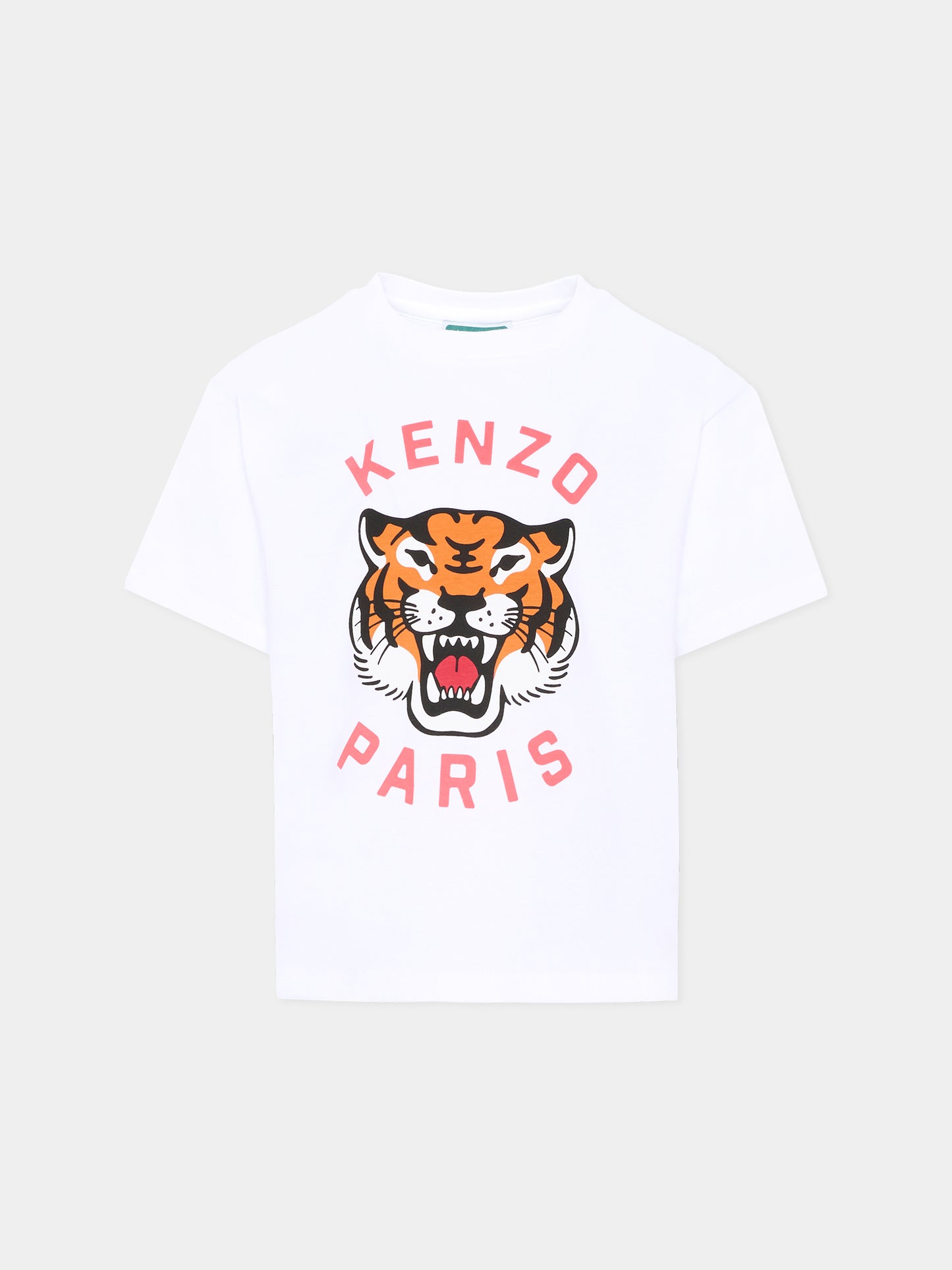 T-shirt bianca per bambini con Lucky Tiger,Kenzo Kids,K61676 10P