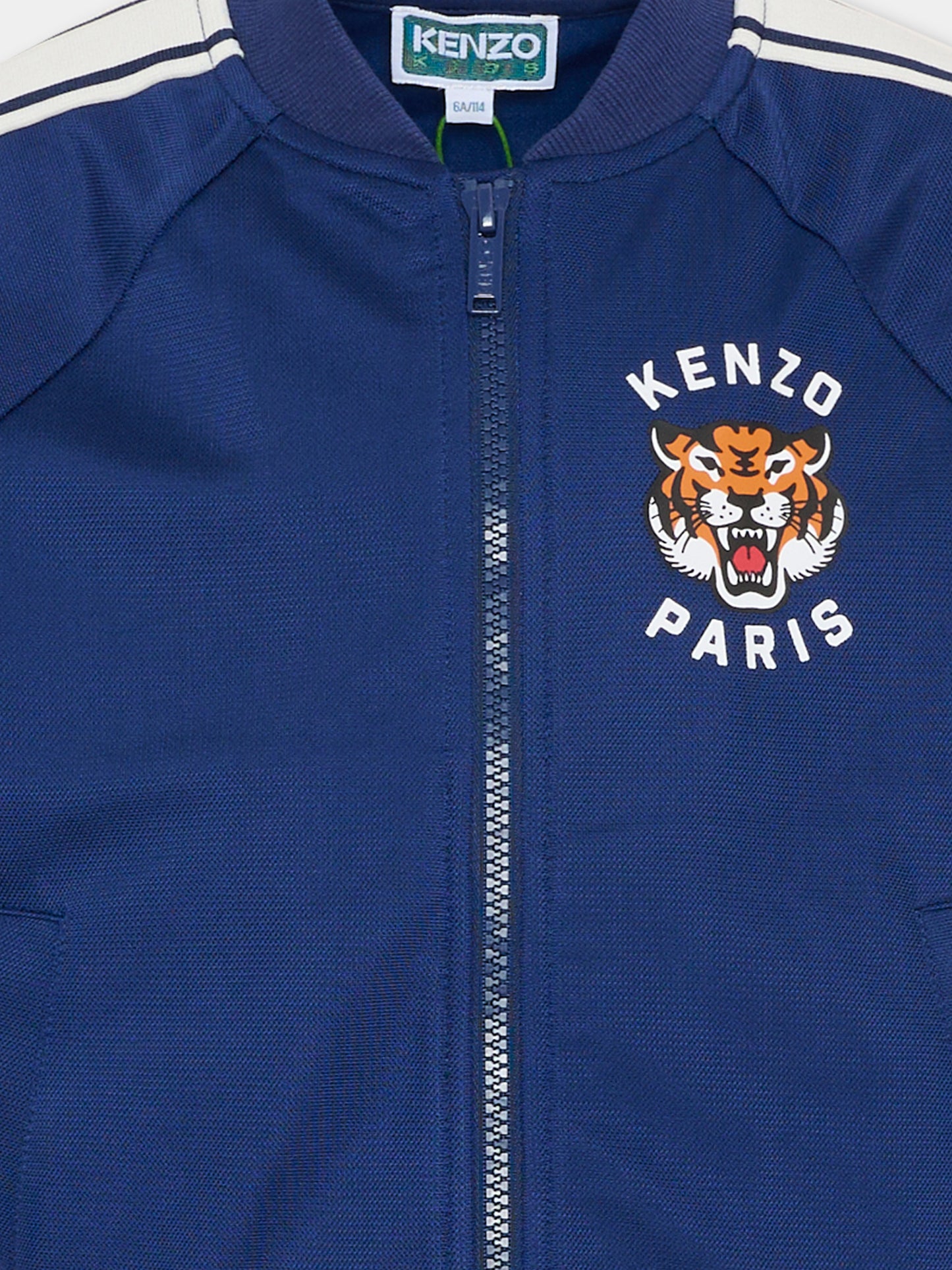 Felpa blu per bambini con Lucky Tiger,Kenzo Kids,K61687 84N
