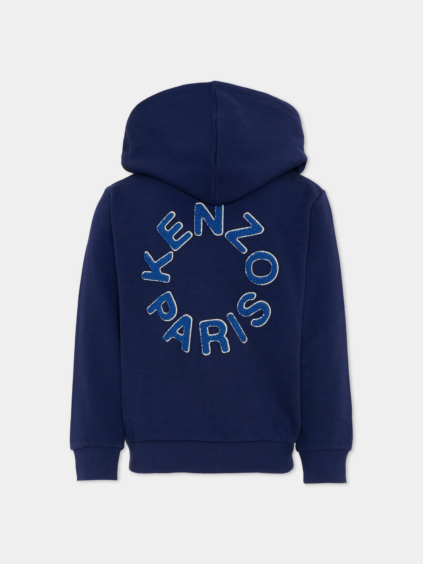 Felpa blu con cappuccio per bambini logo,Kenzo Kids,K61691 84N