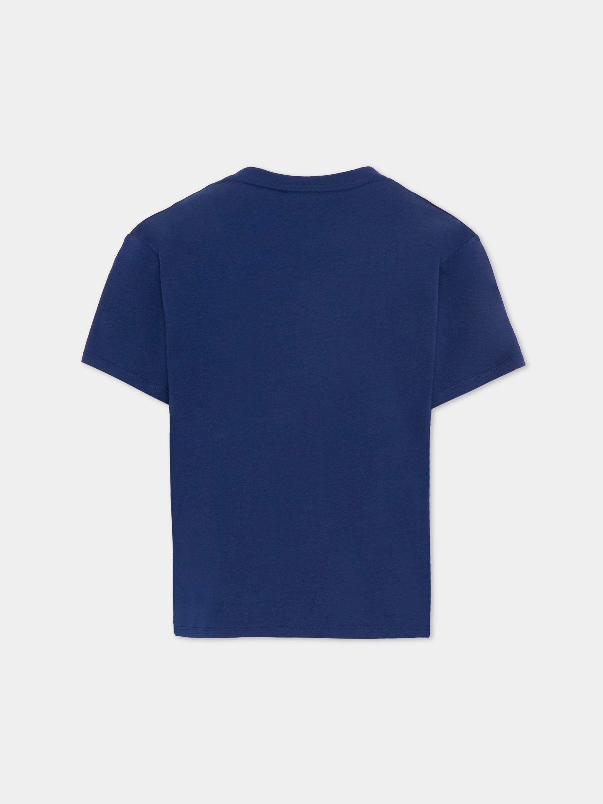 T-shirt blu per bambini con logo,Kenzo Kids,K61699 84N