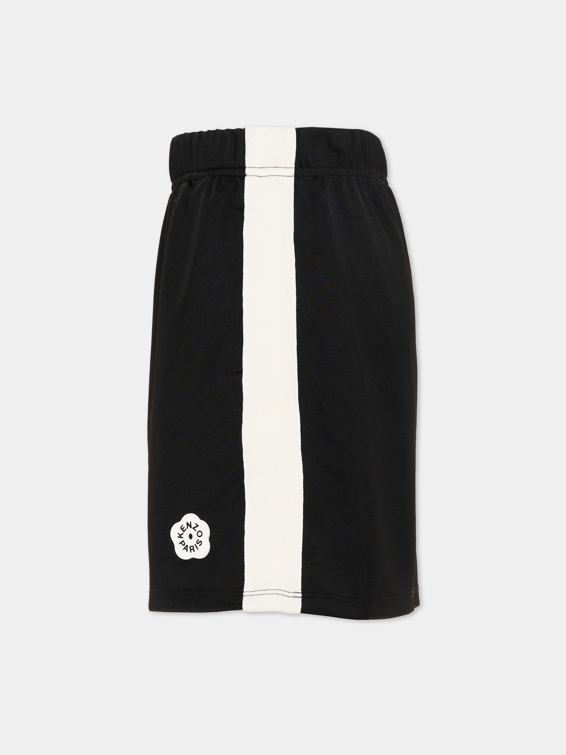 Gonna nera per bambina con logo papavero,Kenzo Kids,K61713 09B