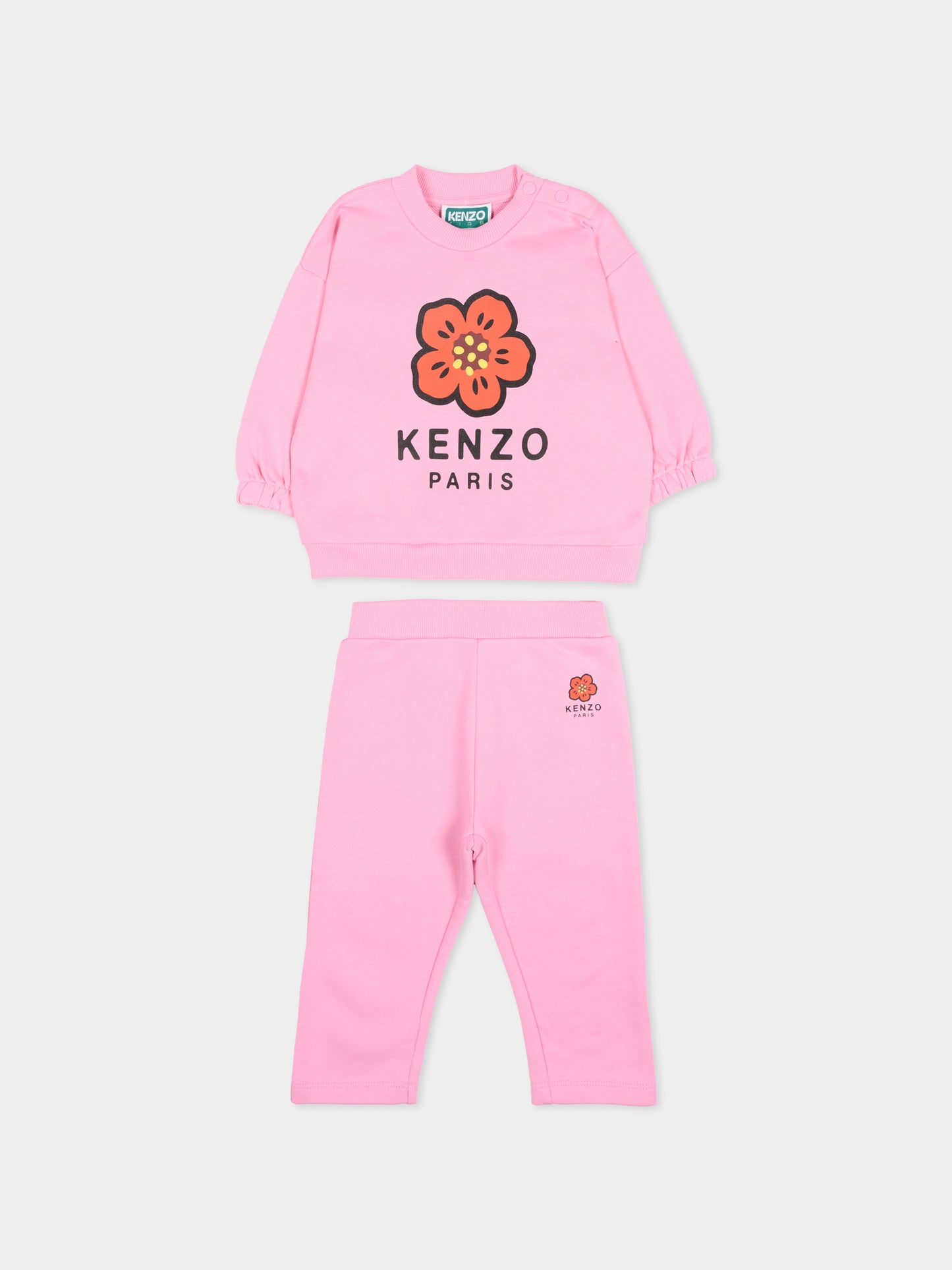Completo sportivo rosa per neonata con fiore Boke,Kenzo Kids,K61726 47F