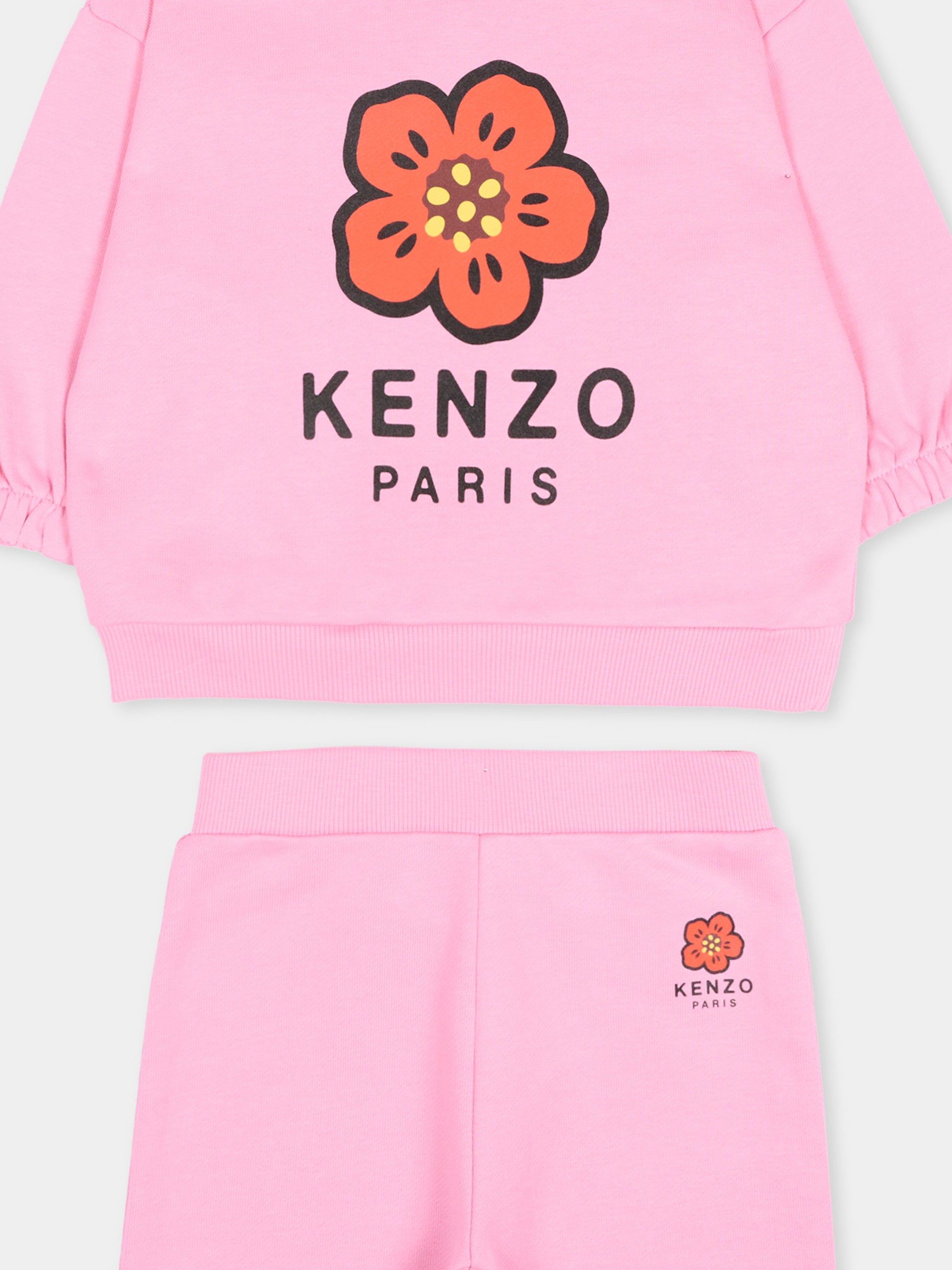 Completo sportivo rosa per neonata con fiore Boke,Kenzo Kids,K61726 47F