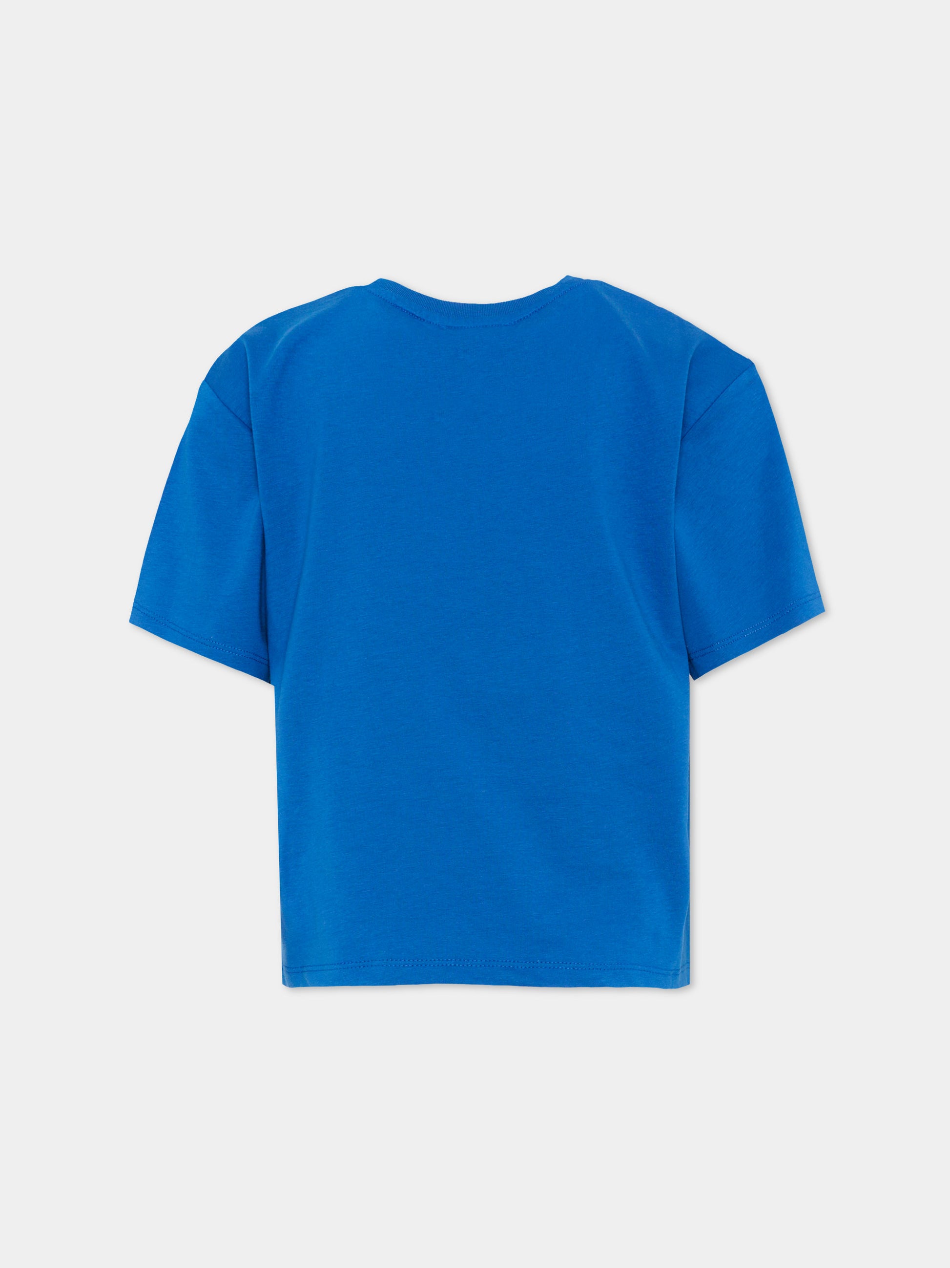T-Shirt blu per bambina con logo donut,Kenzo Kids,K61766 871