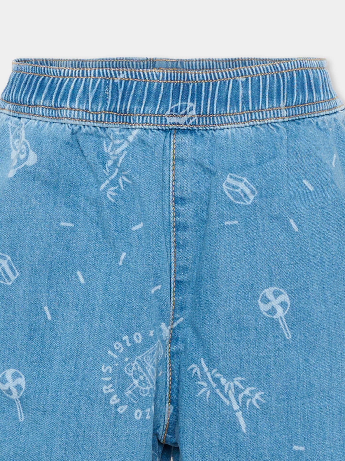 Shorts denim per bambina con stampa,Kenzo Kids,K61773 Z45